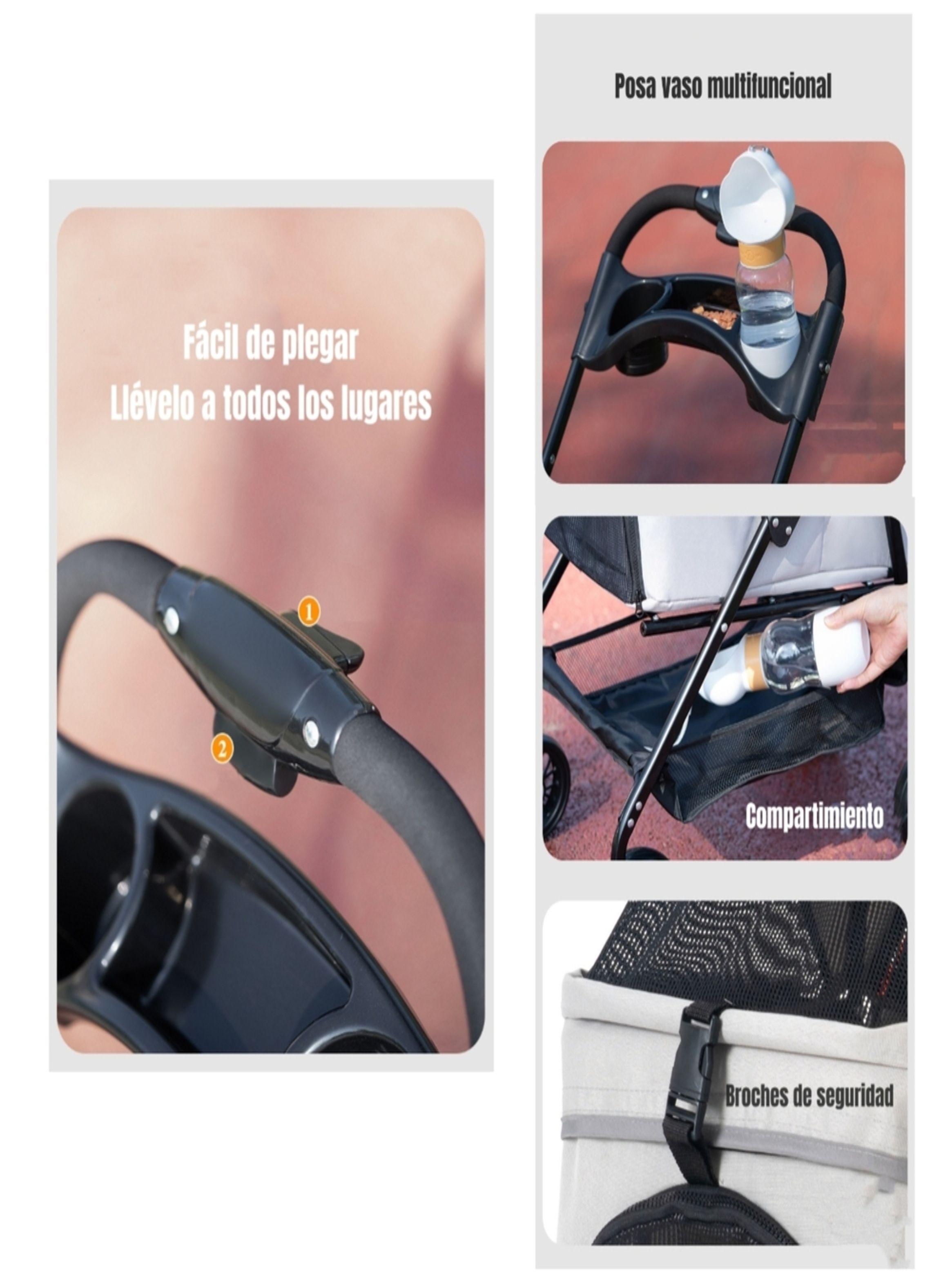 Coche Para Mascotas Perros Gatos 2 En 1 LuBabycas Rosado-2