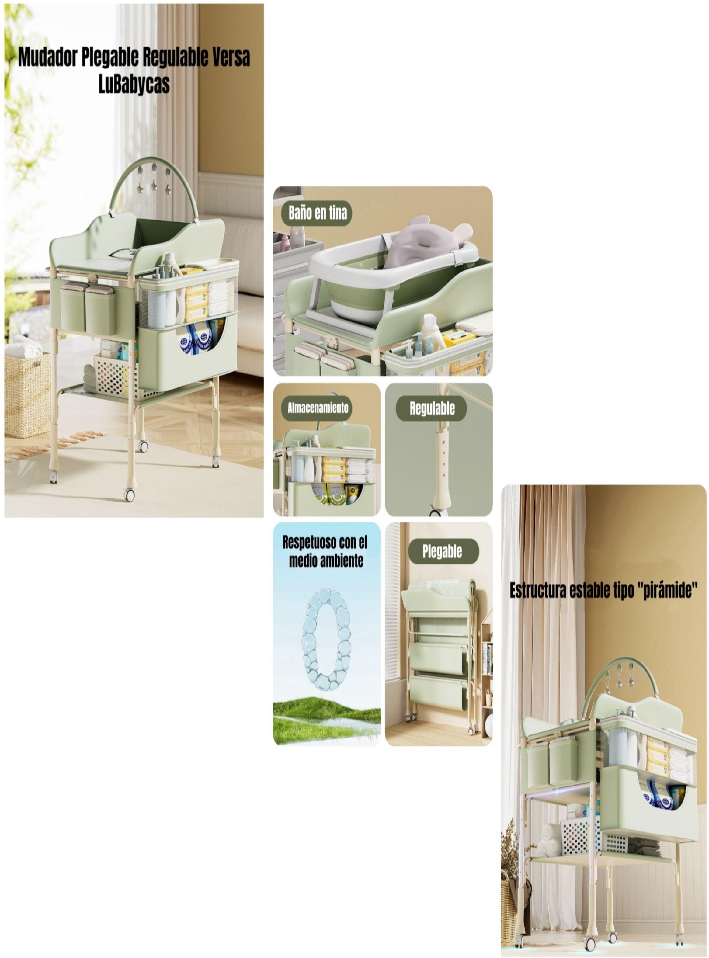 Mudador De Pañales LuBabycas Plegable Regulable Versa Gris-2