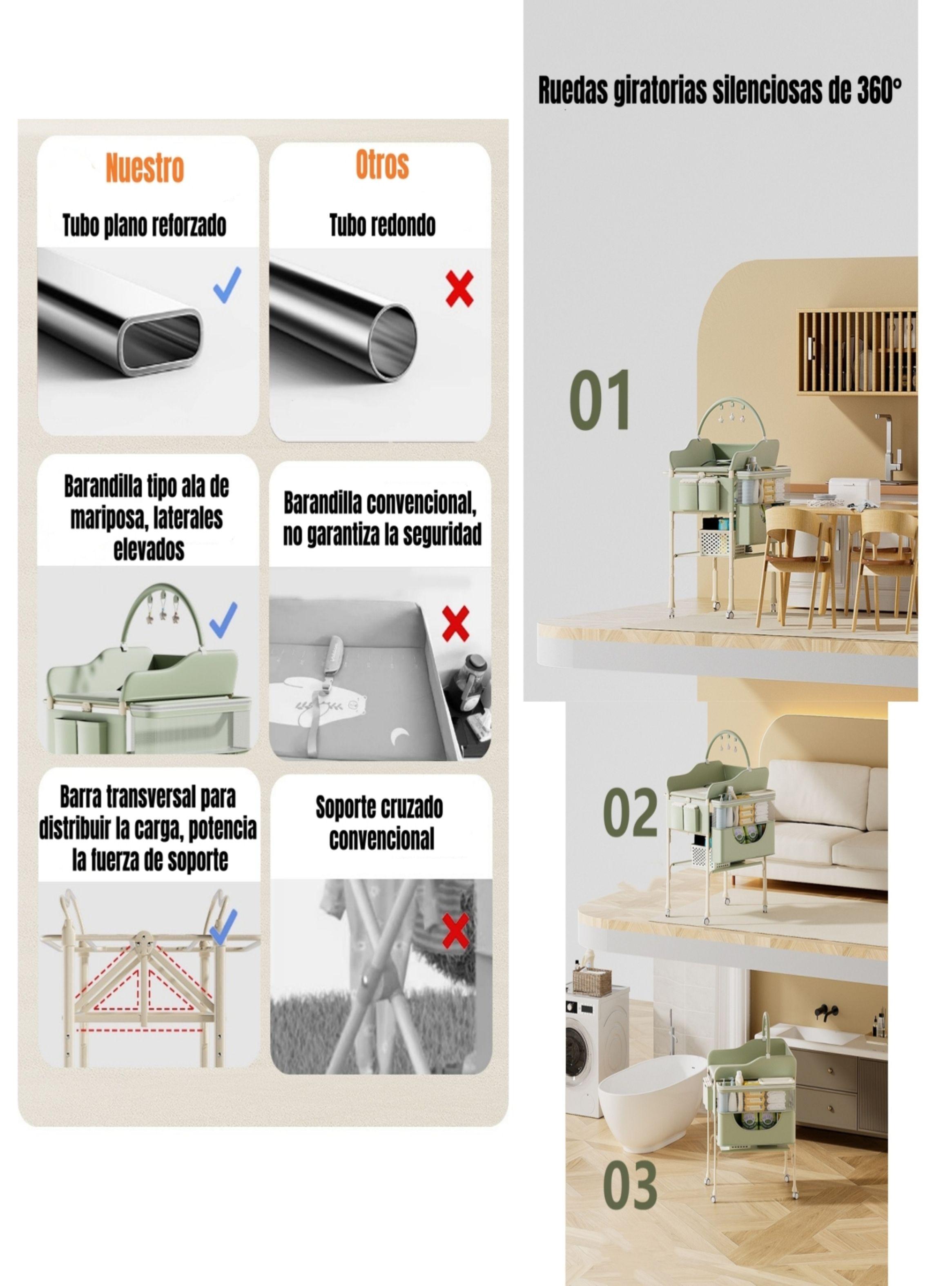 Mudador De Pañales LuBabycas Plegable Regulable Versa Gris-3