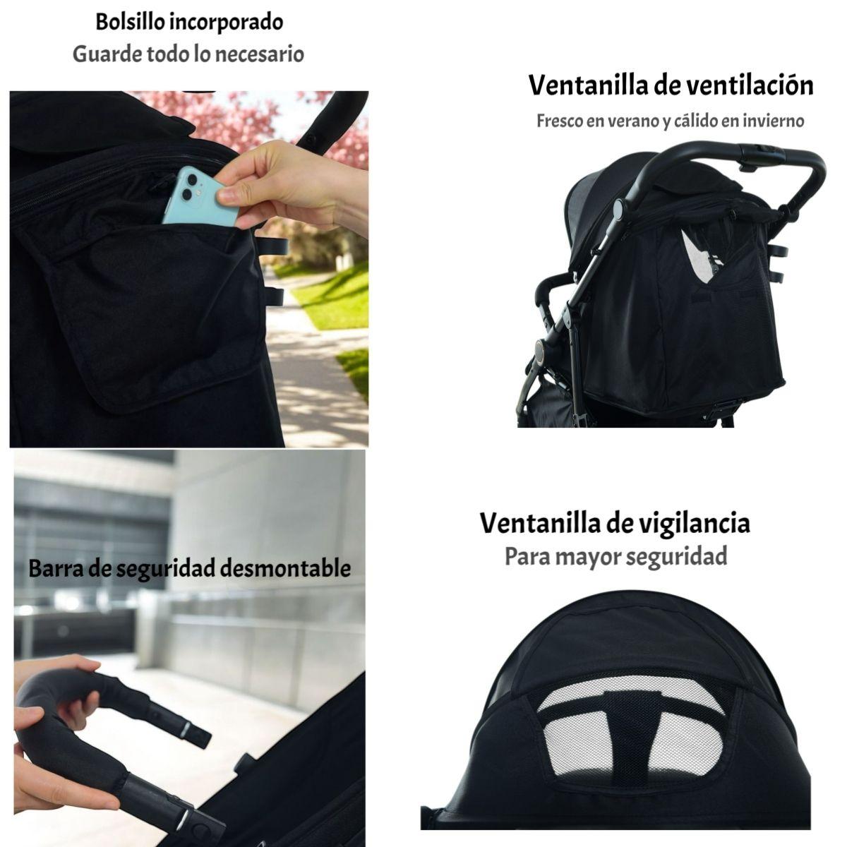 Coche De Paseo Con Posa Vaso 4 Años Iron Negro LuBabycas-2
