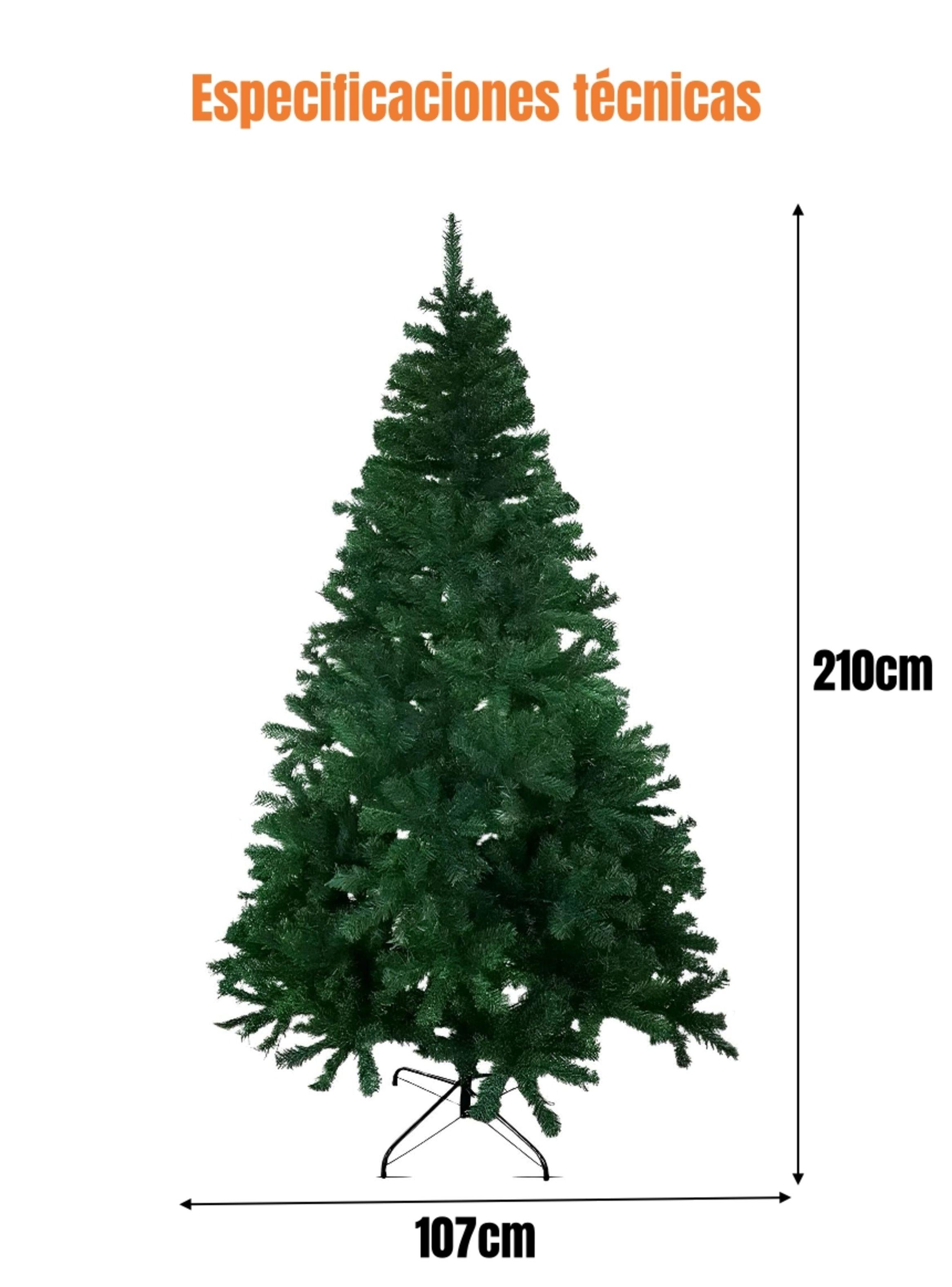 Árbol De Navidad Pino Verde Con Base Metal 210cm LuBabycas-6
