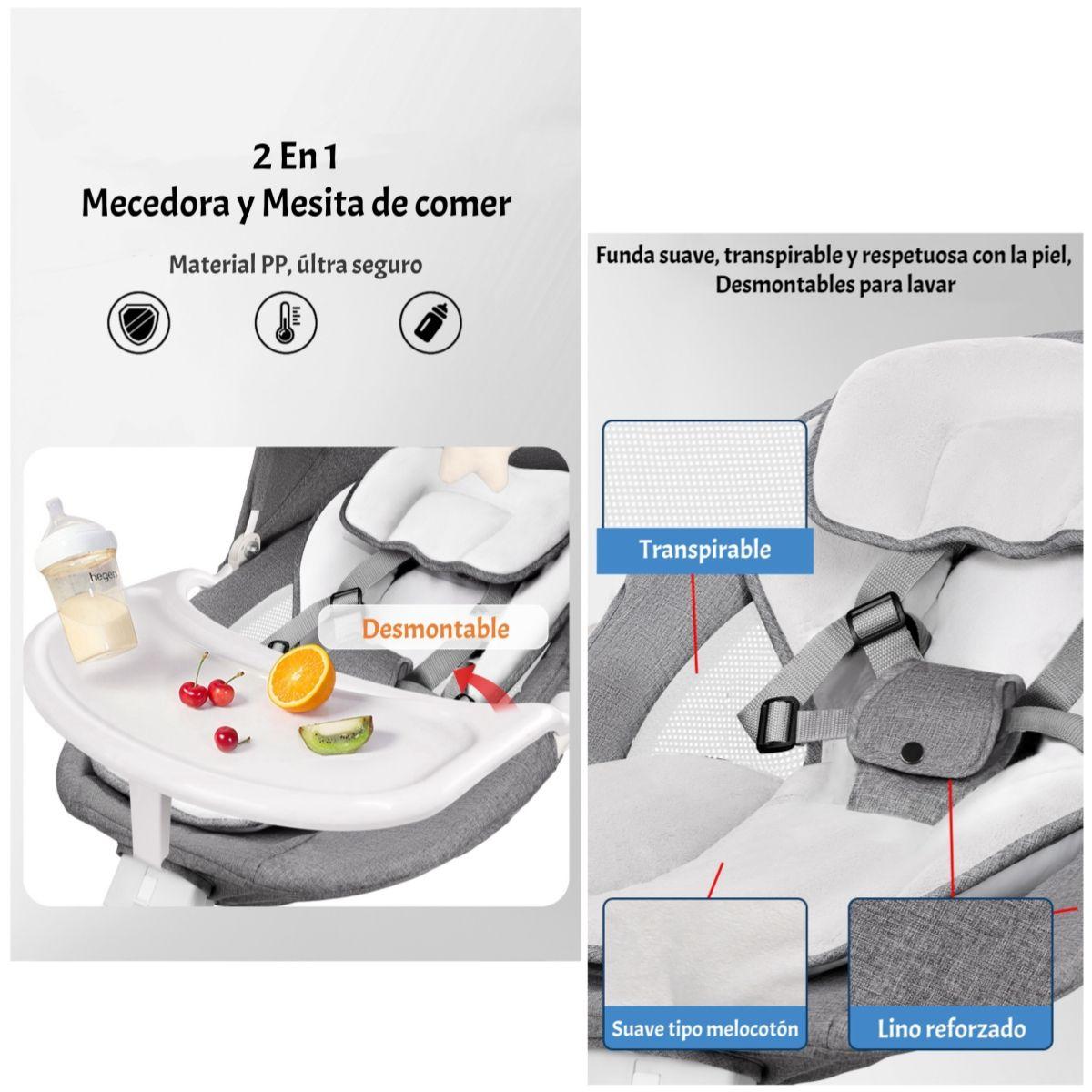 Mecedora Eléctrica 2 En 1 Bluetooth Yoya Gris LuBabycas-5