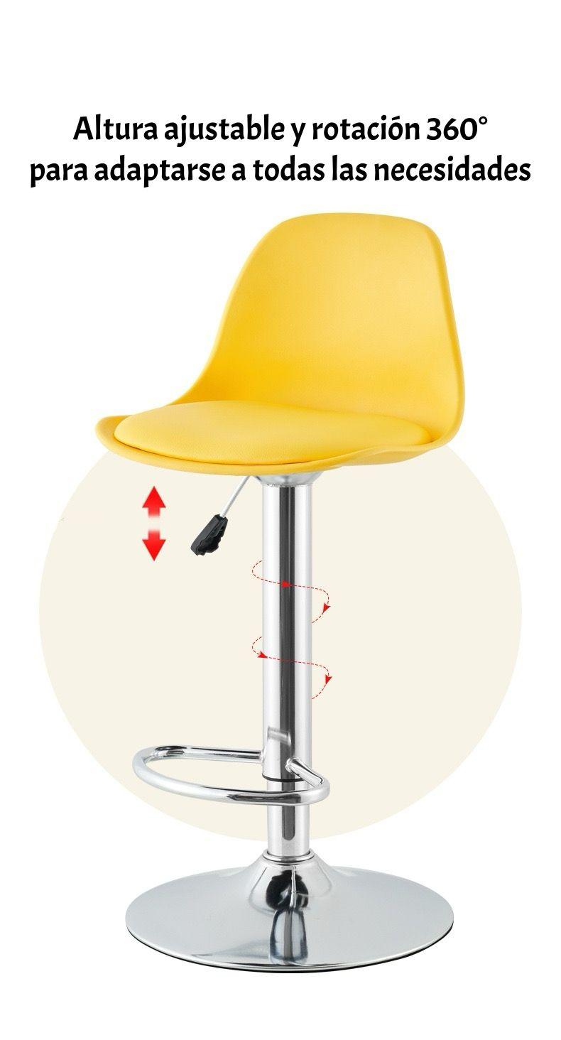 Pack 2 Sillas Piso Bar Negras Altura Regulable Con Respaldo-4