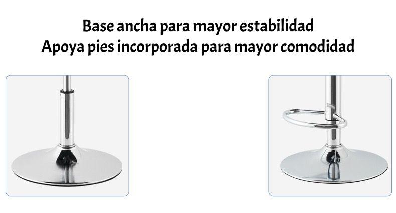 Pack 2 Sillas Piso Bar Negras Altura Regulable Con Respaldo-6