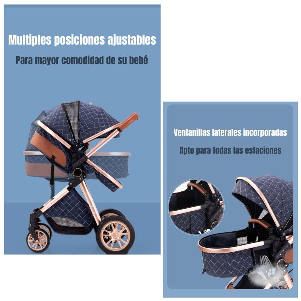 Coche Cuna Con Cubre Pies Apego Panorámico LuBabycas Azul-2