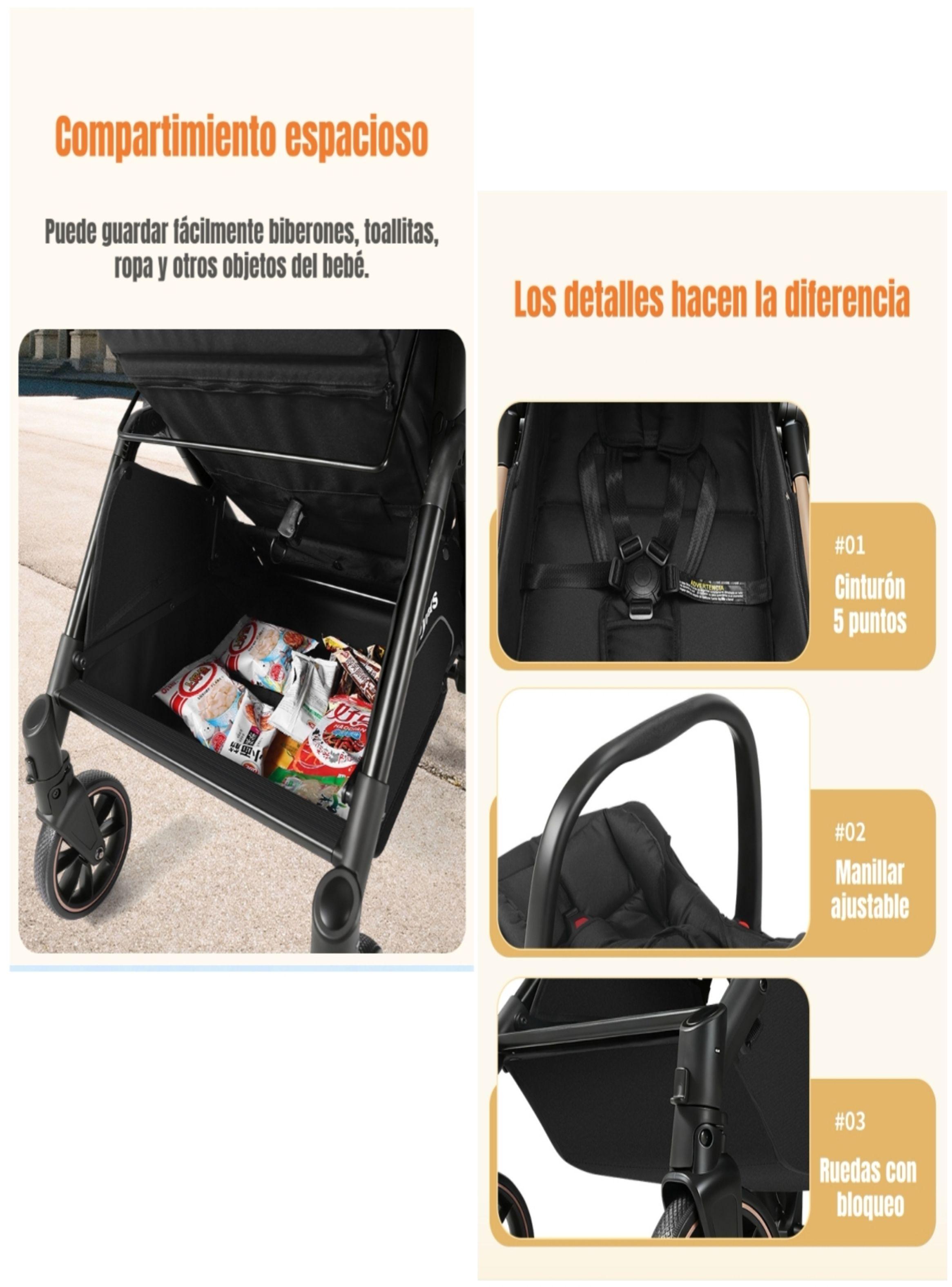 Coche Travel System 0-4 Años Aluminio Alvin Negro LuBabycas-7