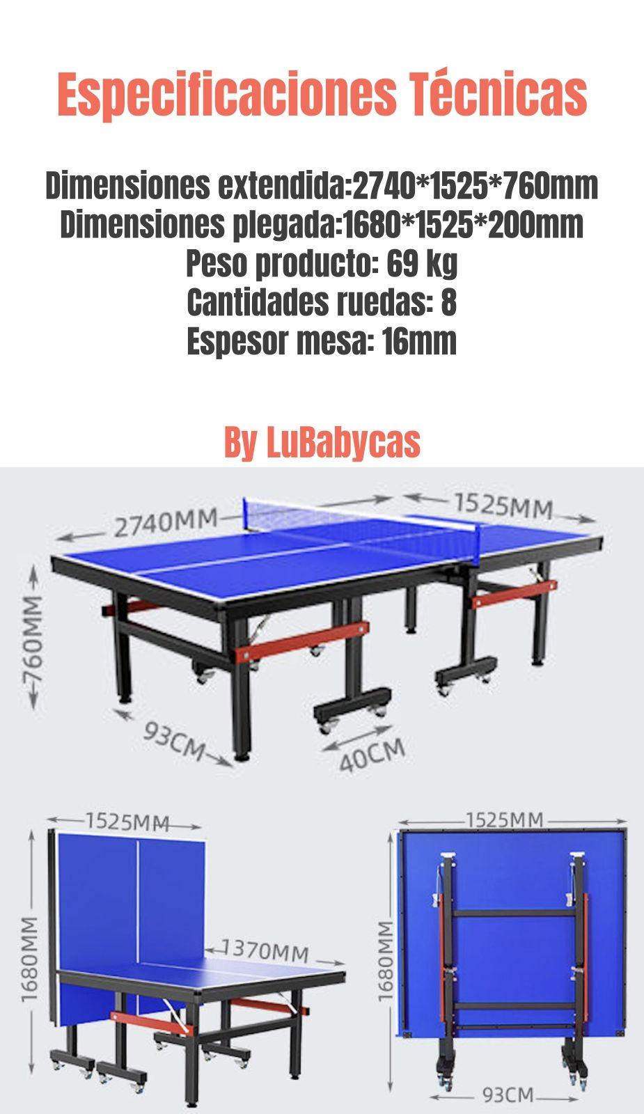 Mesa De Ping Pong Profesional Plegable Accesorios LuBabycas-7