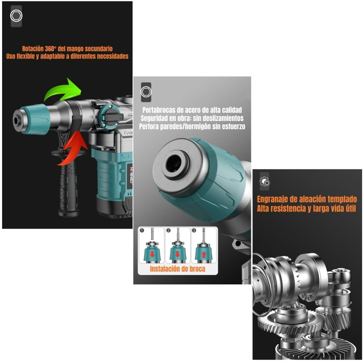Kit Taladro De Impacto 1200W Industrial Con Caja Accesorios-4