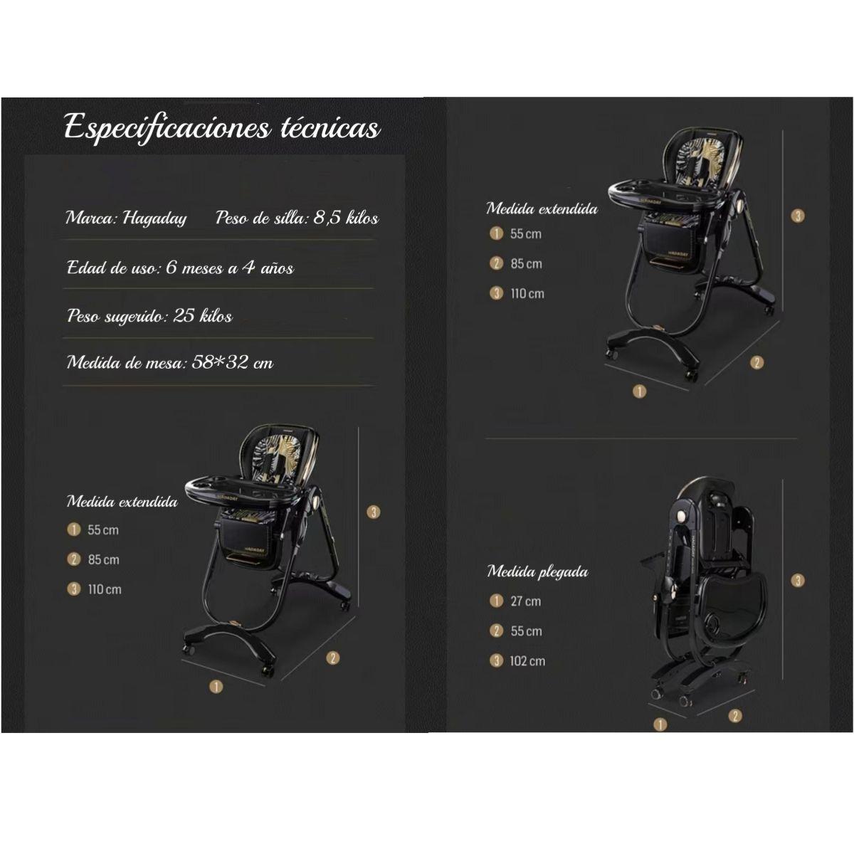 Silla De Comer Lujosa Reclinable Hagaday Blanca Lubabycas-7