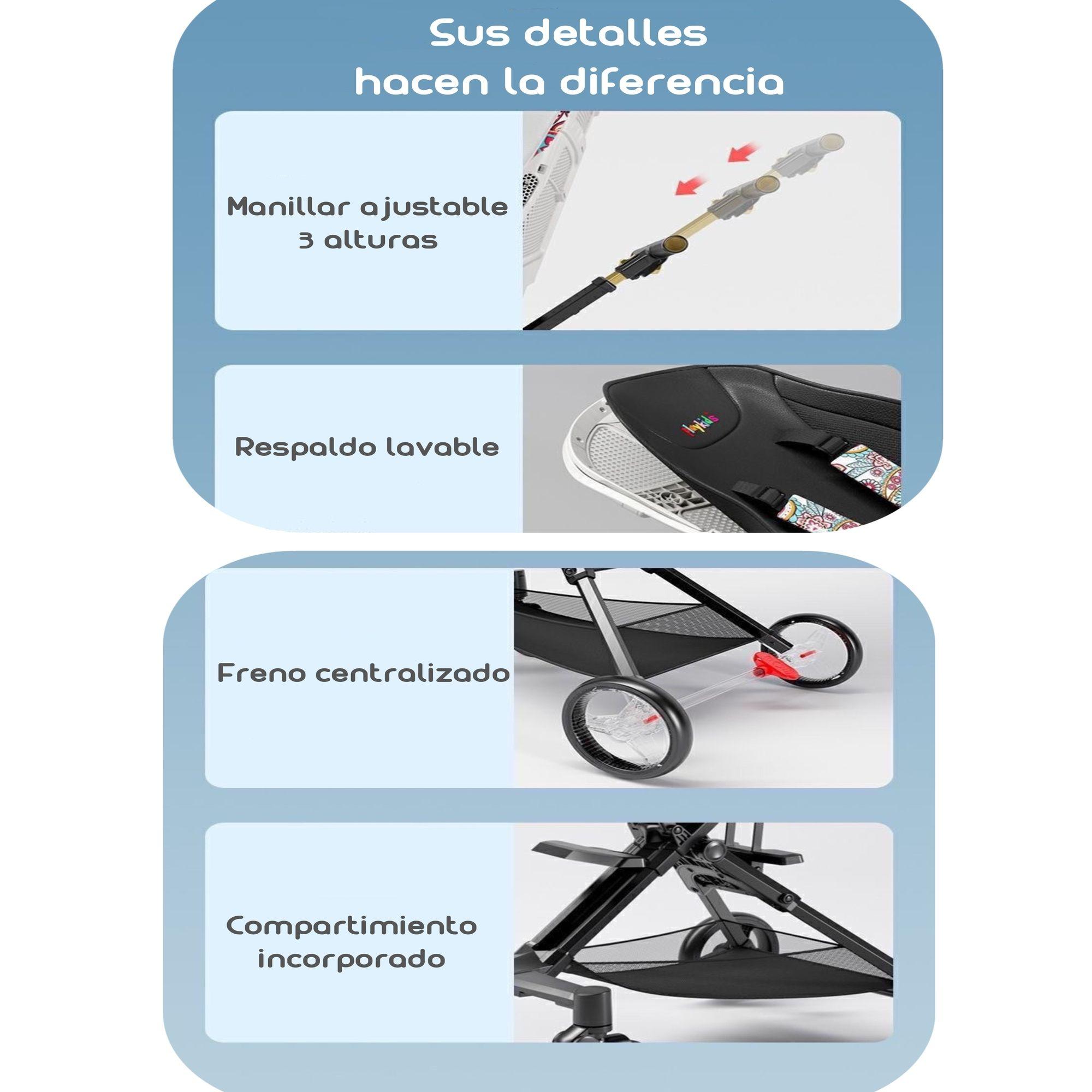 Coche De Paseo 360° Reclinable Playkids Negro Lubabycas-5