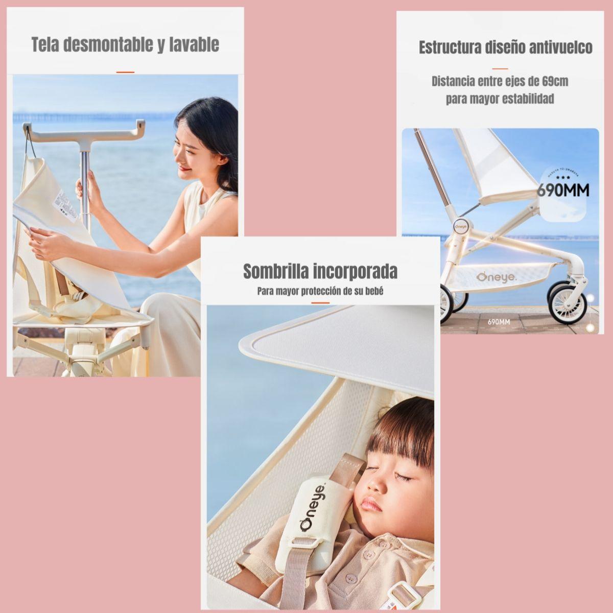 Coche de Paseo Lujoso Últra Slim LuBabycas Dorado-5