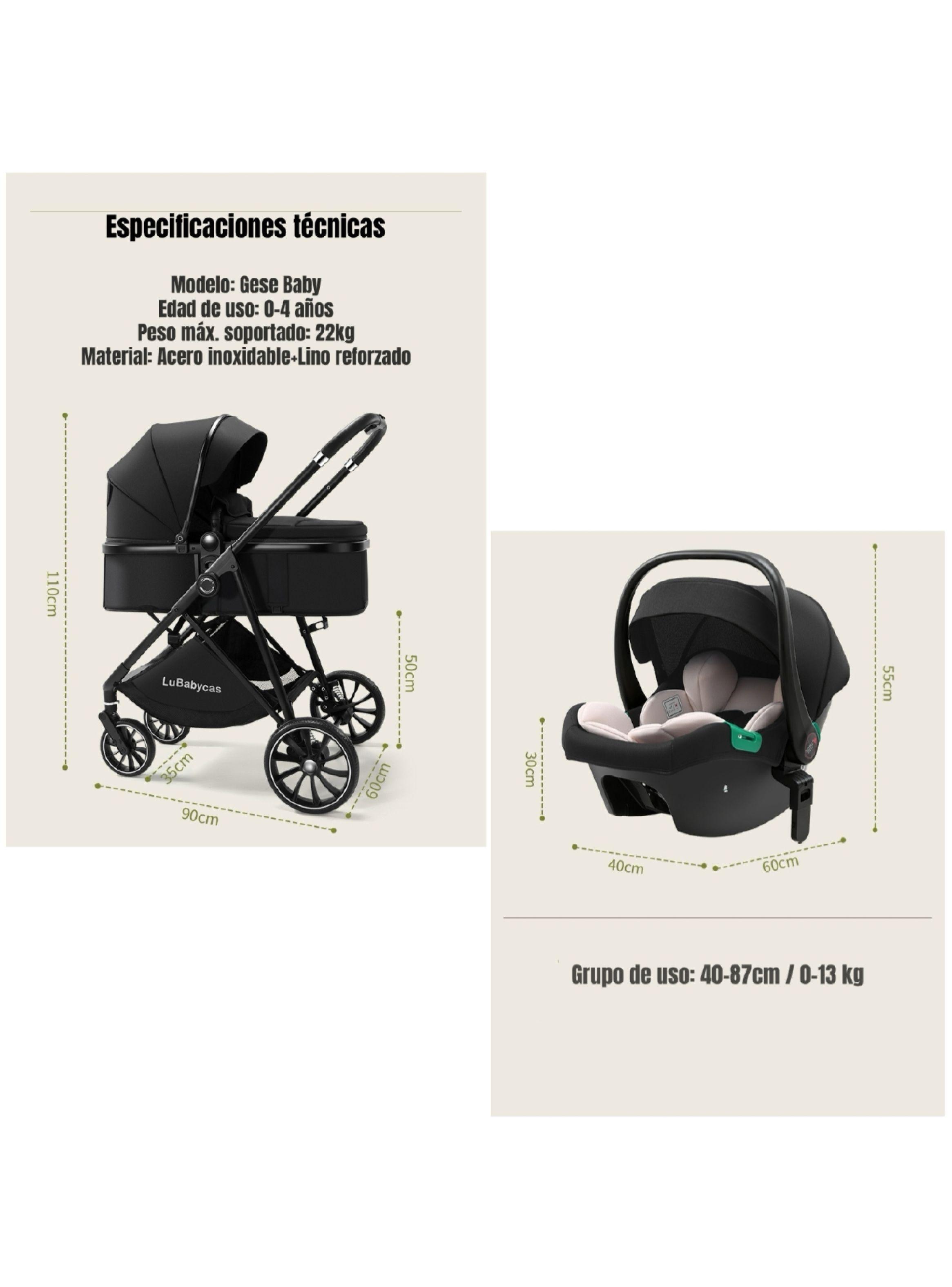Coche Travel System Toldo 360°Gese Baby Rosado LuBabycas-8