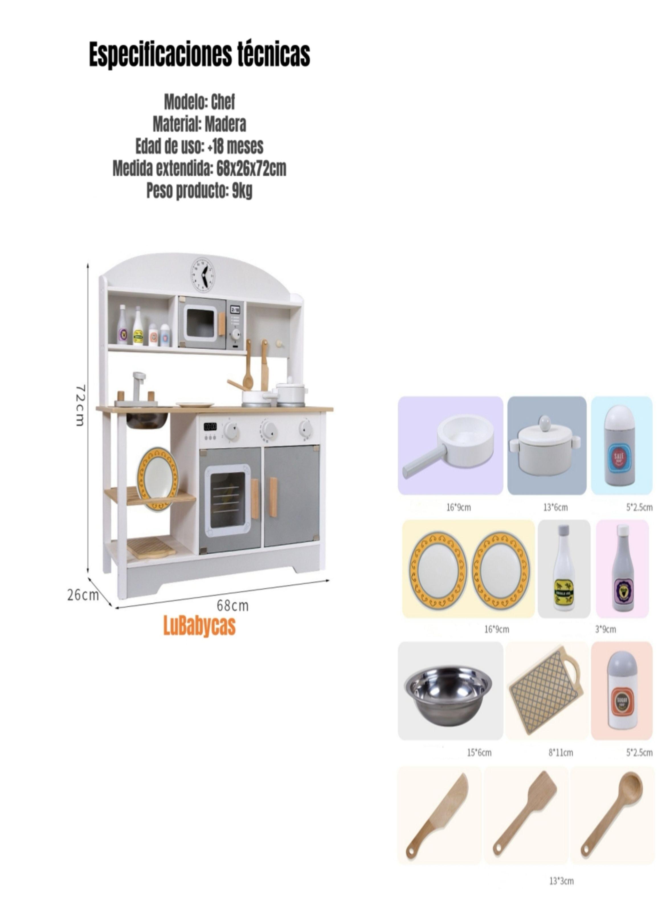 Cocina De Juguete Infantil Niños LuBabycas Accesorios Chef-6