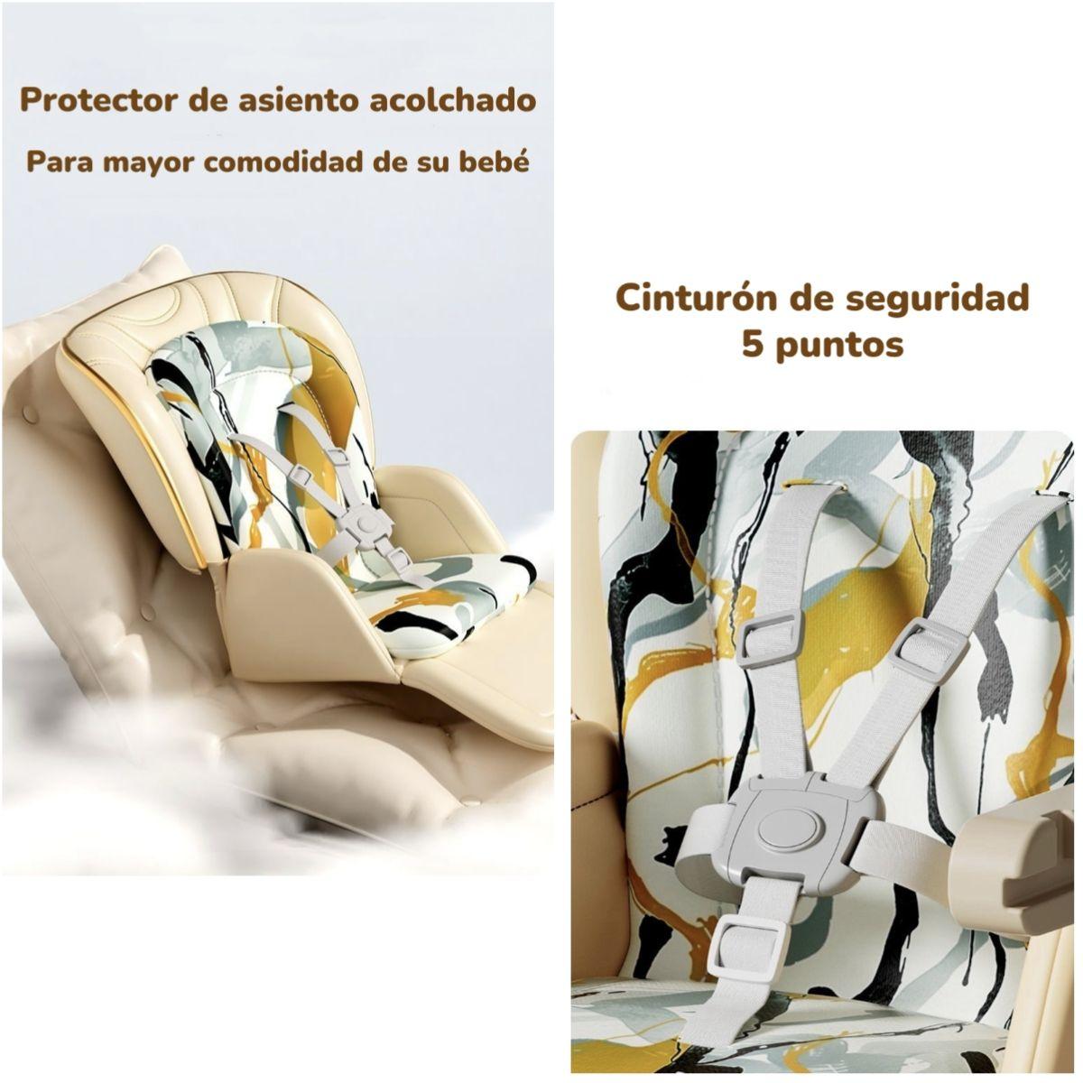 Silla De Comer Columpio 2 En 1 Con Protector Crema LuBabycas-6