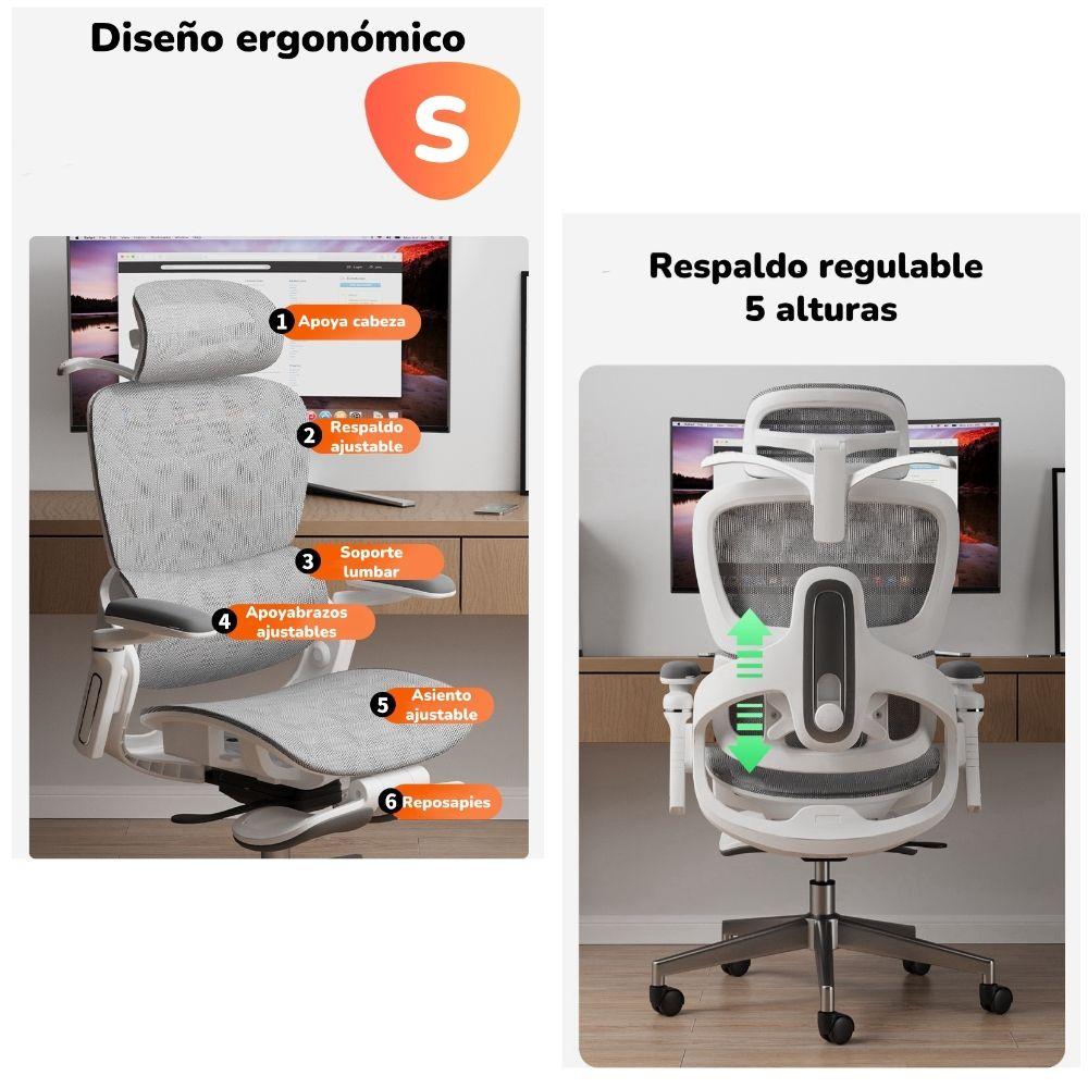 Silla De Escritorio Últra Premium E05 Gris LuBabycas-3