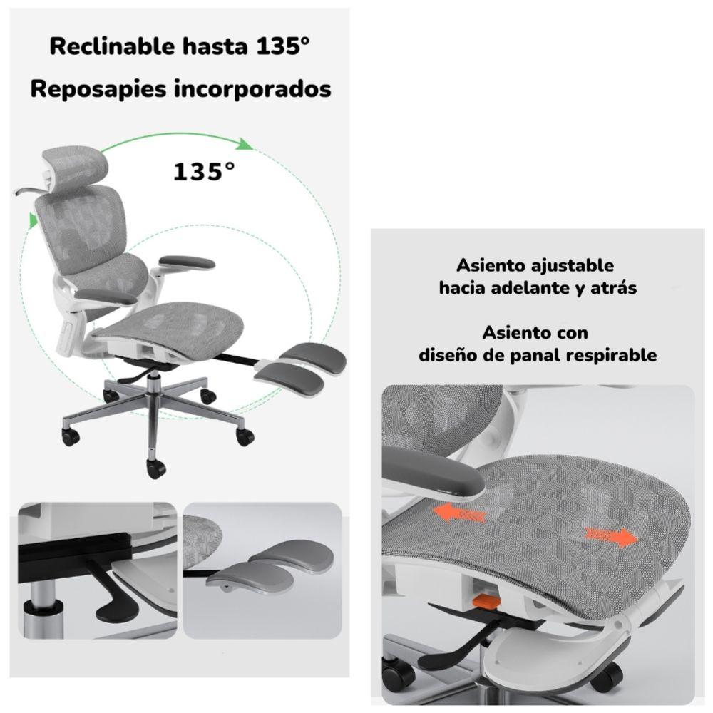 Silla De Escritorio Últra Premium E05 Gris LuBabycas-4