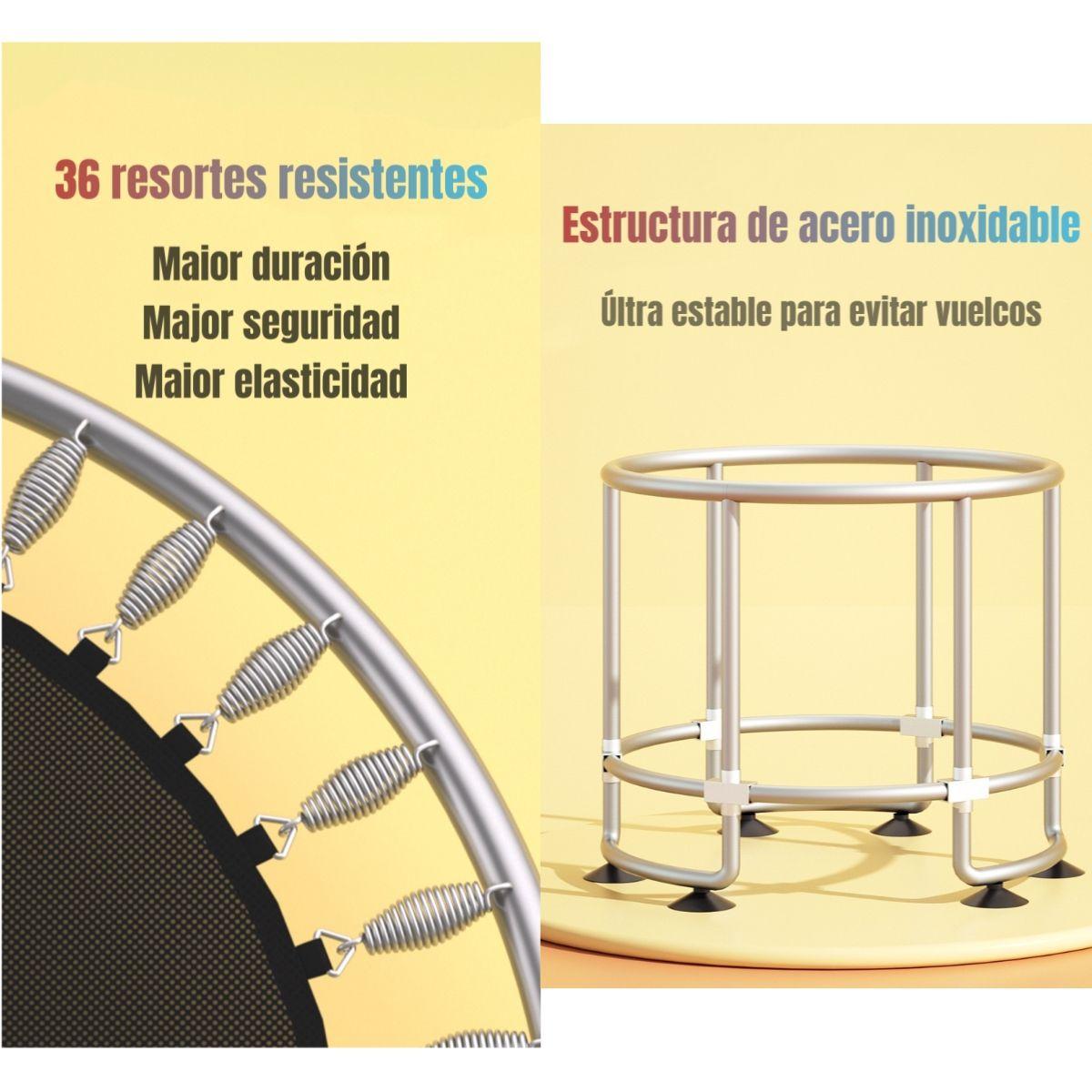 Cama Elástica 150cm Con Barra de Ejercicio Roja By LuBabycas-3
