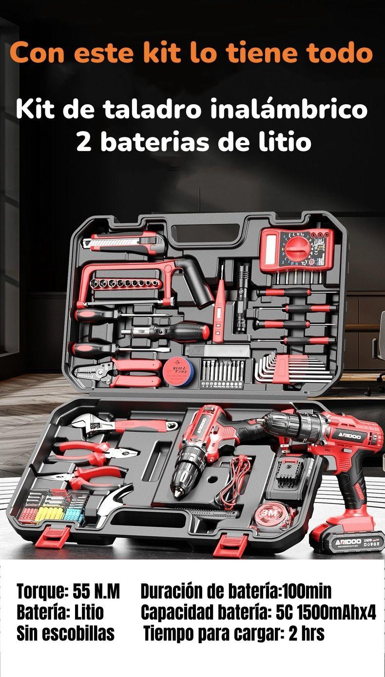 Kit Taladro Inalámbrico 2 Baterías 16,8V 118 Piezas B01-3