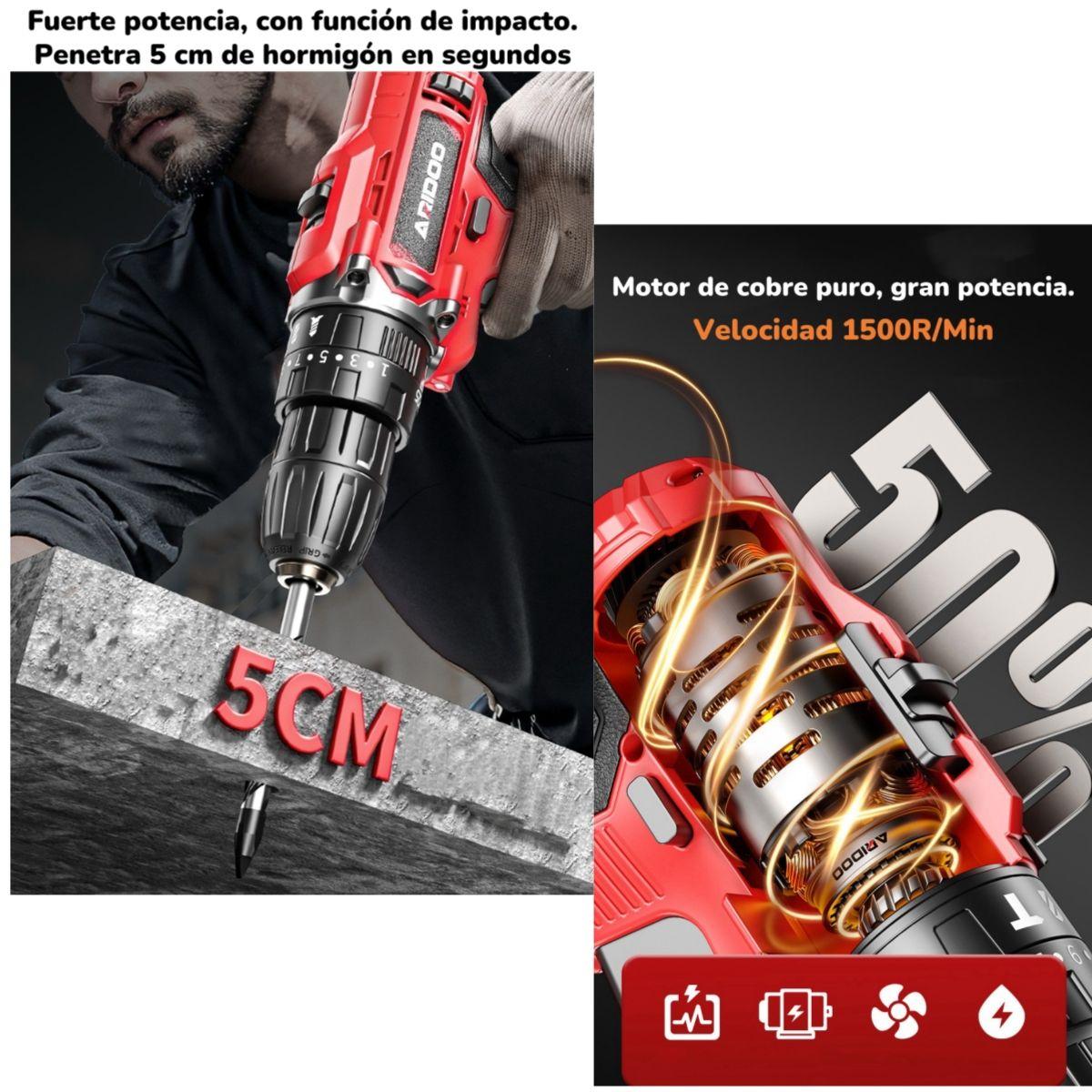 Kit Taladro Inalámbrico 2 Baterías 16,8V 118 Piezas B01-4