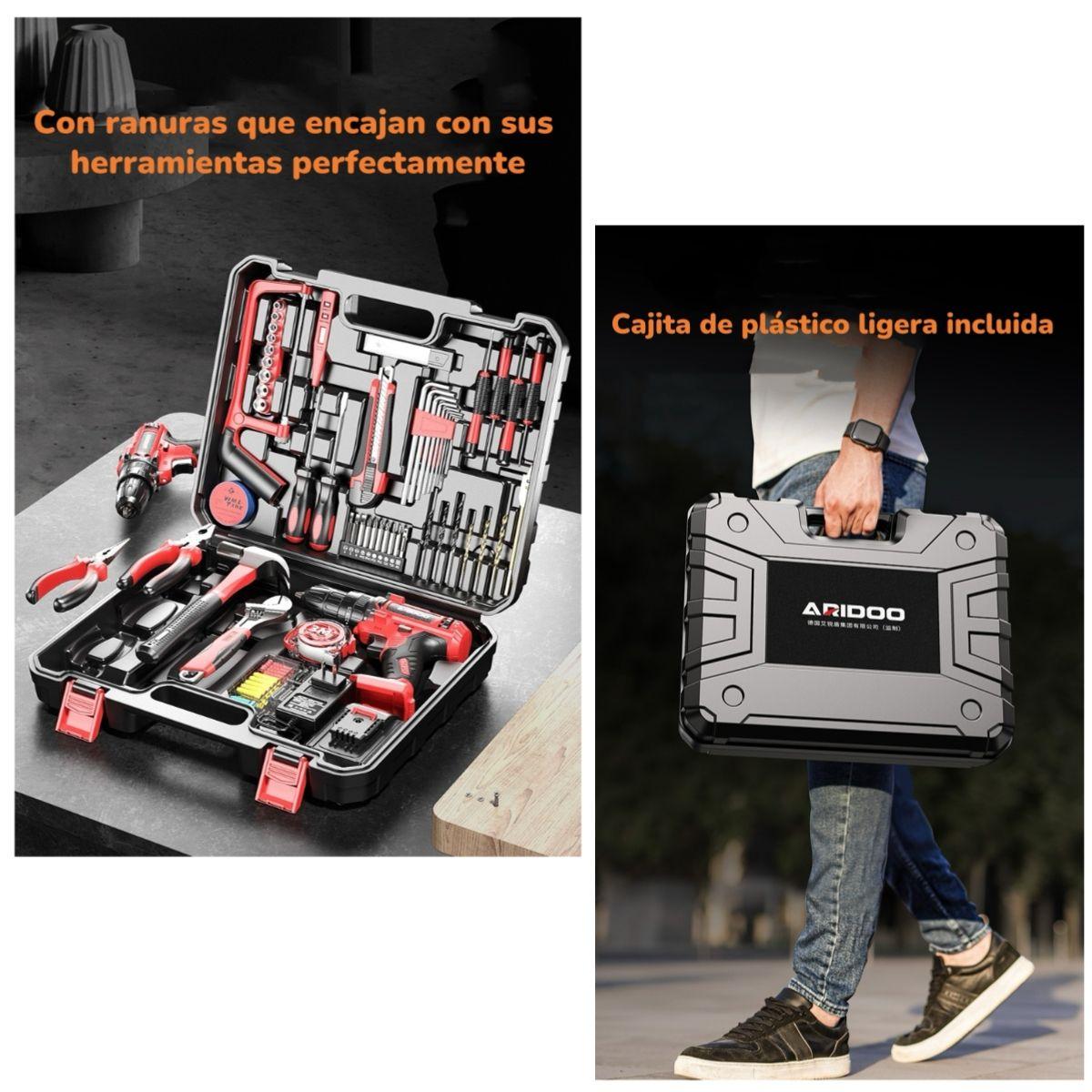 Kit Taladro Inalámbrico 2 Baterías 16,8V 118 Piezas B01-7