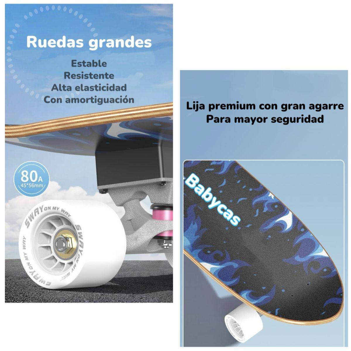 Skate Patineta De Madera Con Luces Freestyle Negra LuBabycas-6