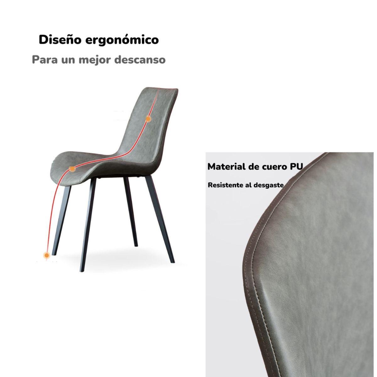 Set 4 Sillas De Comedor Cuero PU Estilo Italiano LuBabycas-4