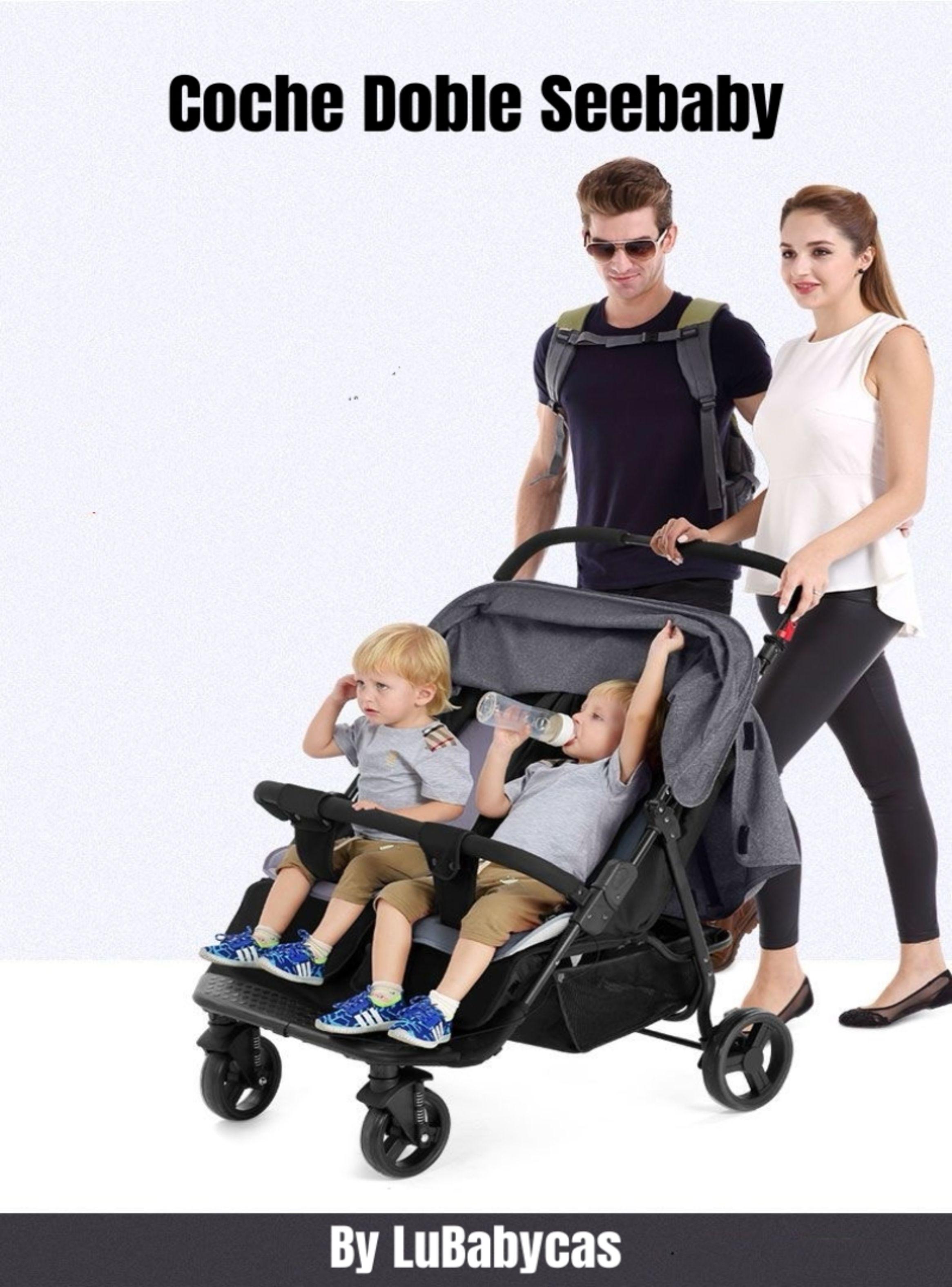 Coche Doble Reclinable 4 años Seebaby Gris LuBabycas-2