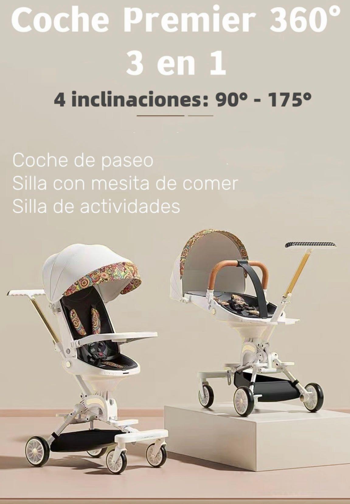 Coche De Paseo 360° 3 En 1 Reclinable Lubabycas Negro-1