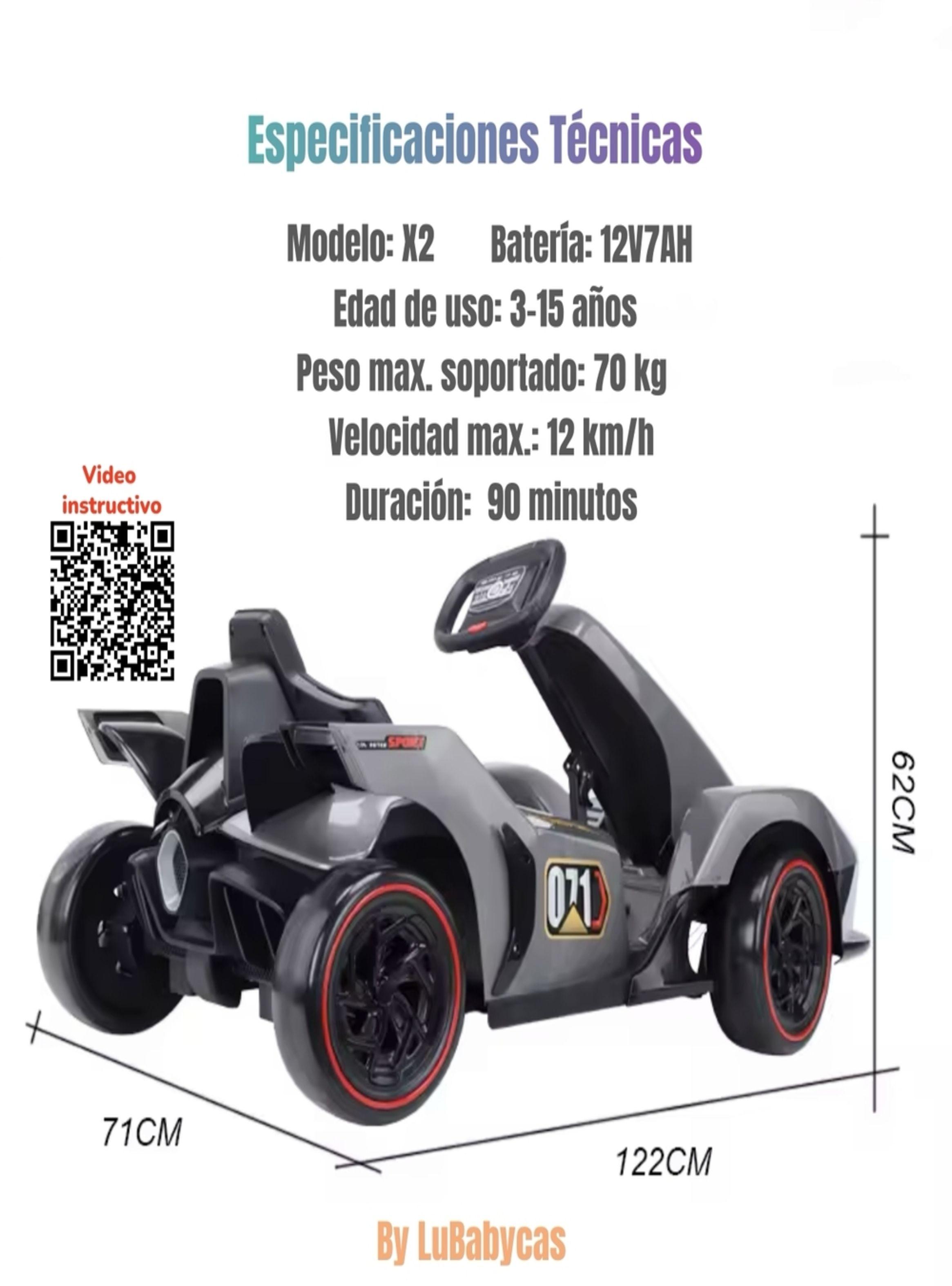 Go Kart Auto Eléctrico 12V7AH Con Control Rojo LuBabycas-8