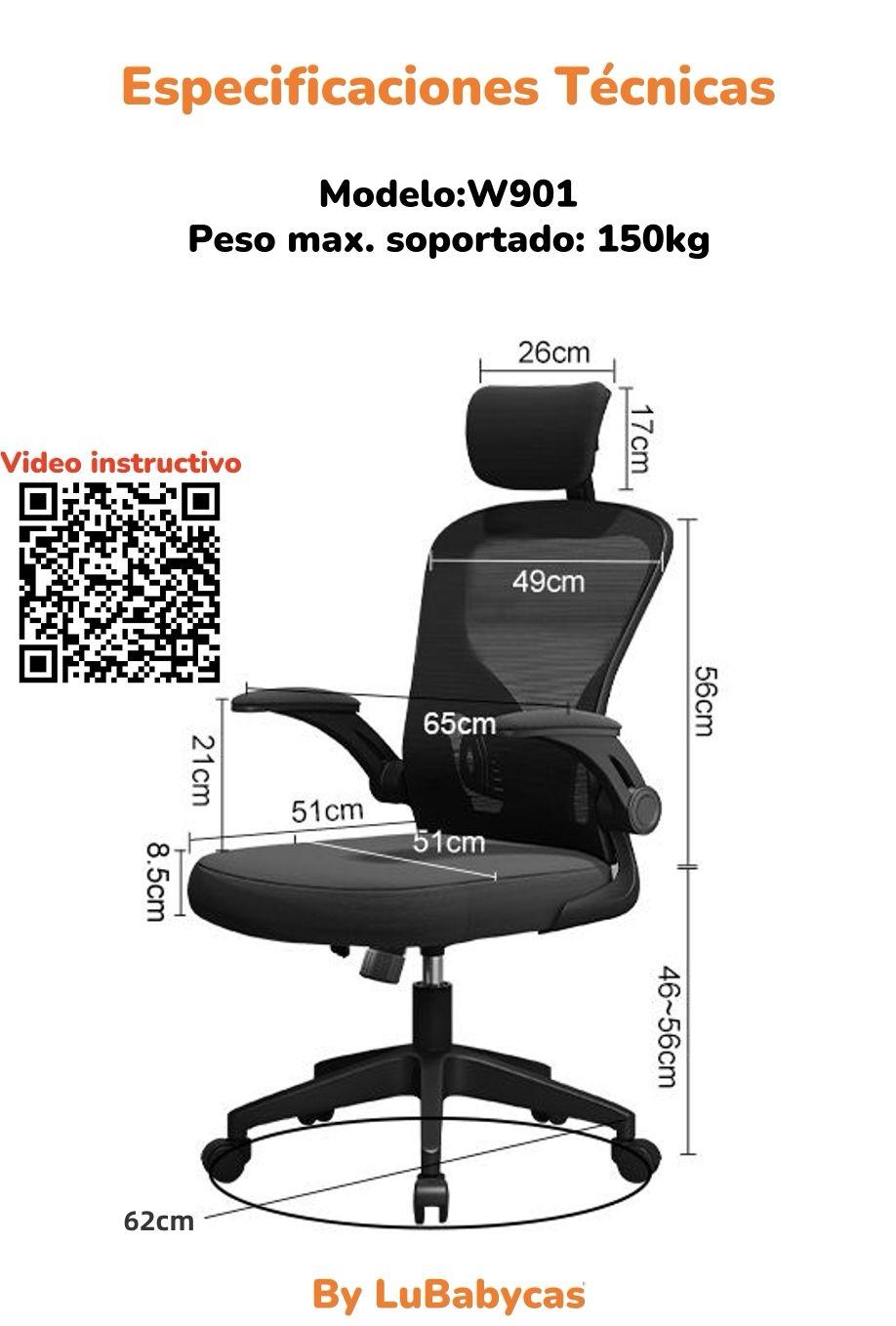 Silla De Escritorio Gris Con Apoya Cabeza W901 By LuBabycas-7
