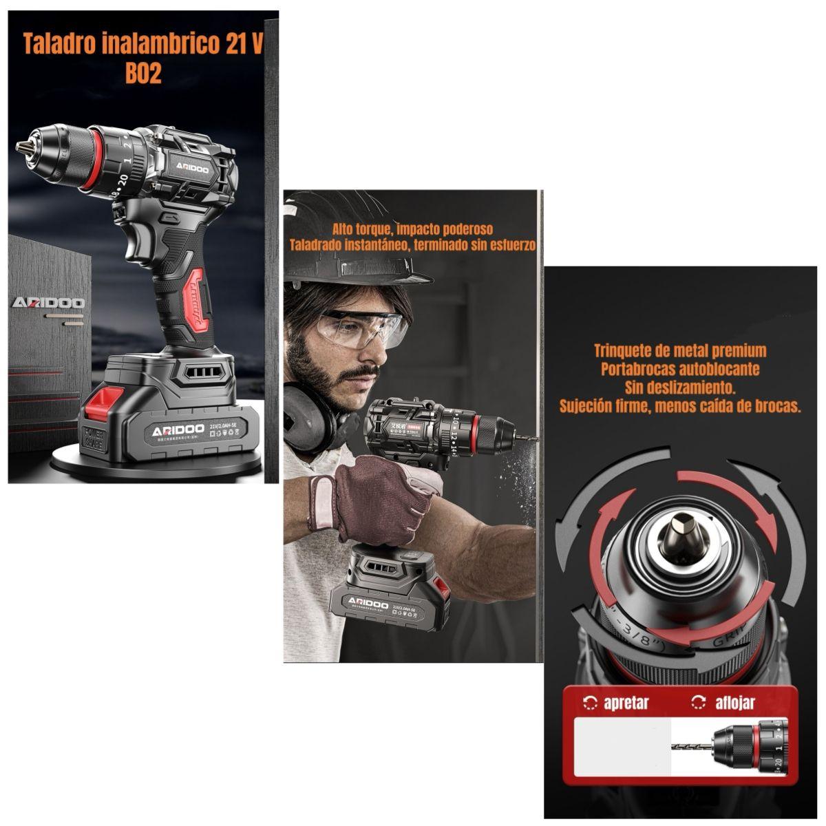 Kit Taladro Atornillador Inalámbrico 21V 2 Baterías B02-3