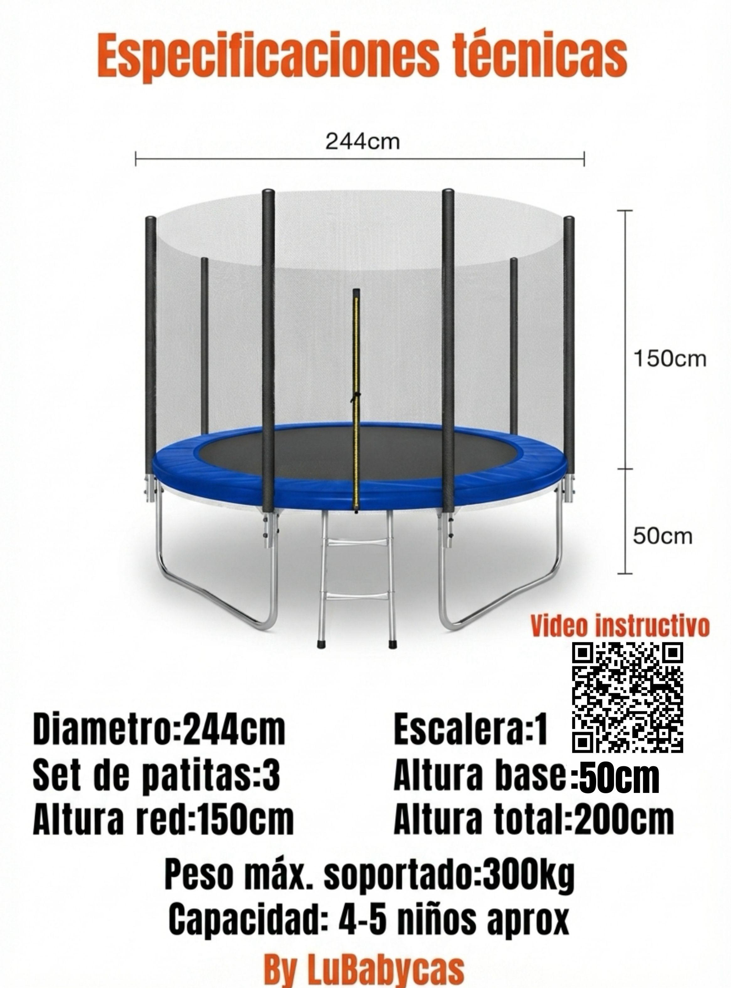 Cama Elástica Trampoline 244cm Escalera Andes By LuBabycas-8