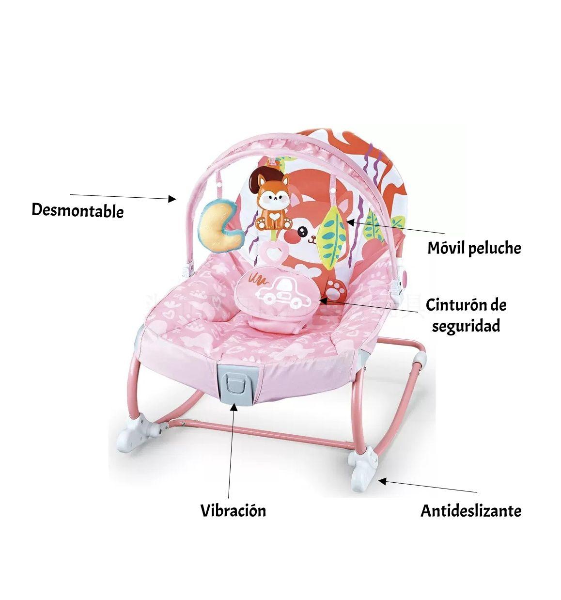 Mecedora Bebé Silla Nido Musical Vibración Azul LuBabycas-2