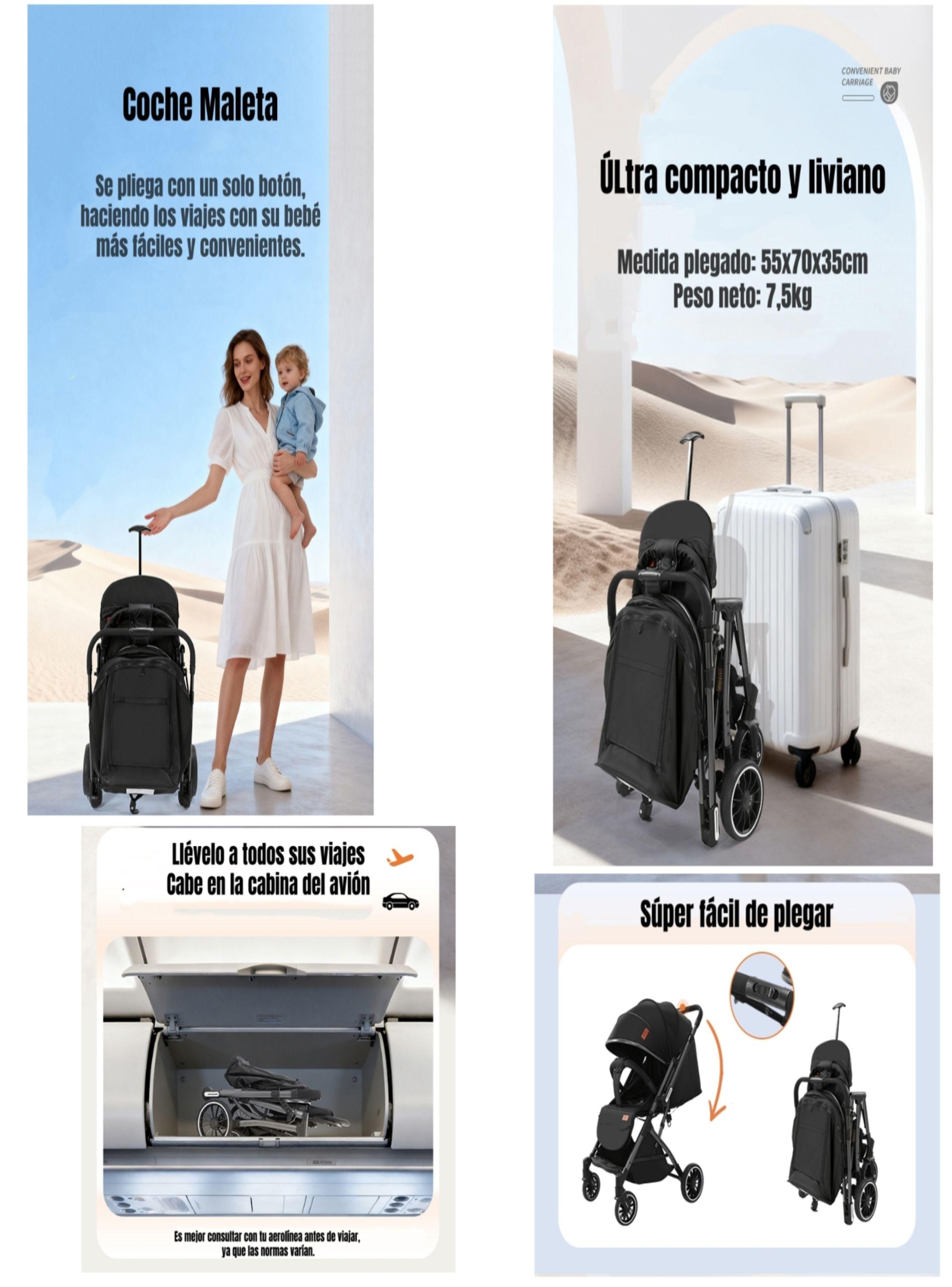 Coche Paseo Reversible Con Mosquitero Focus Negro LuBabycas-4