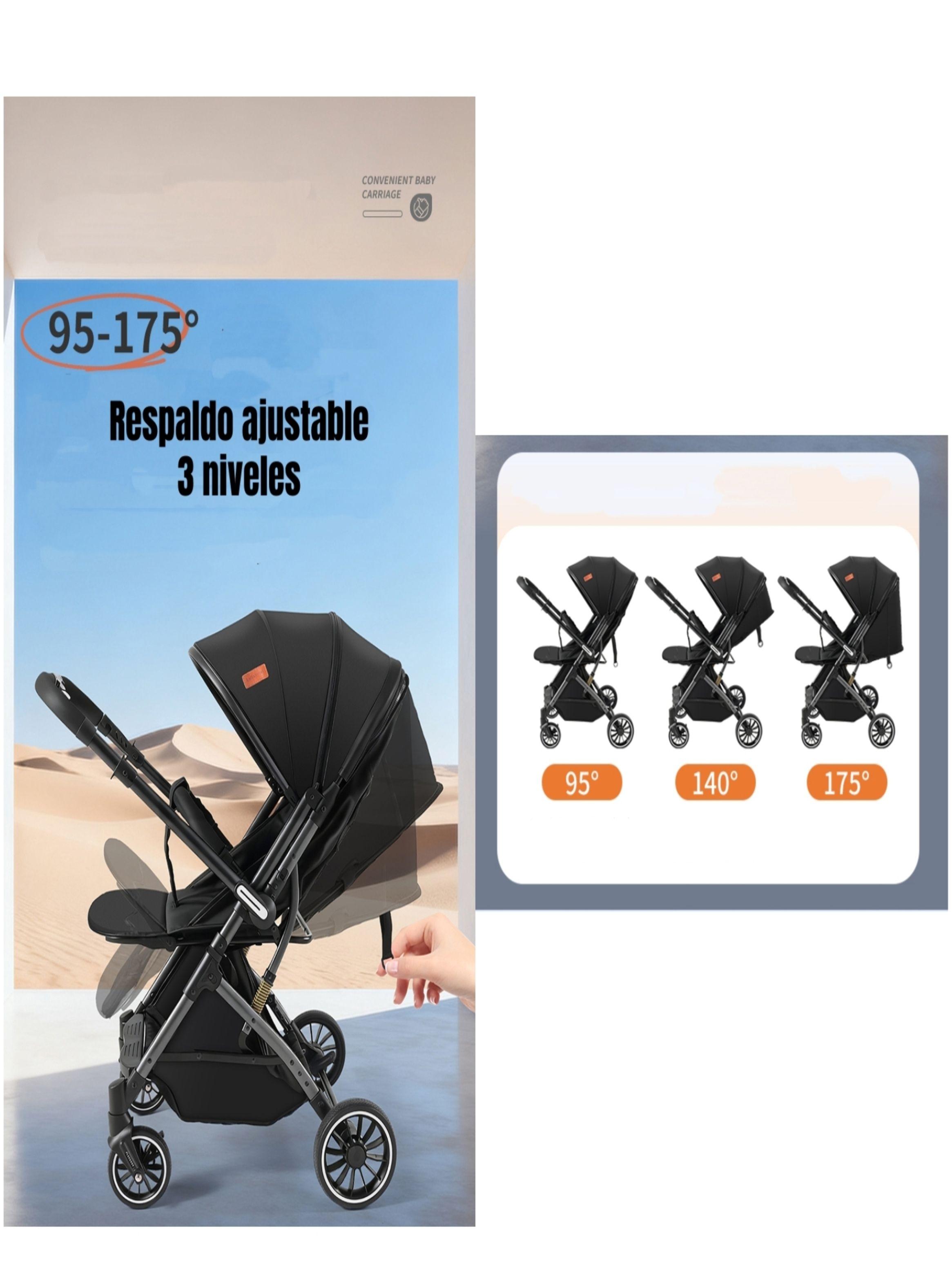 Coche Paseo Reversible Con Mosquitero Focus Negro LuBabycas-5