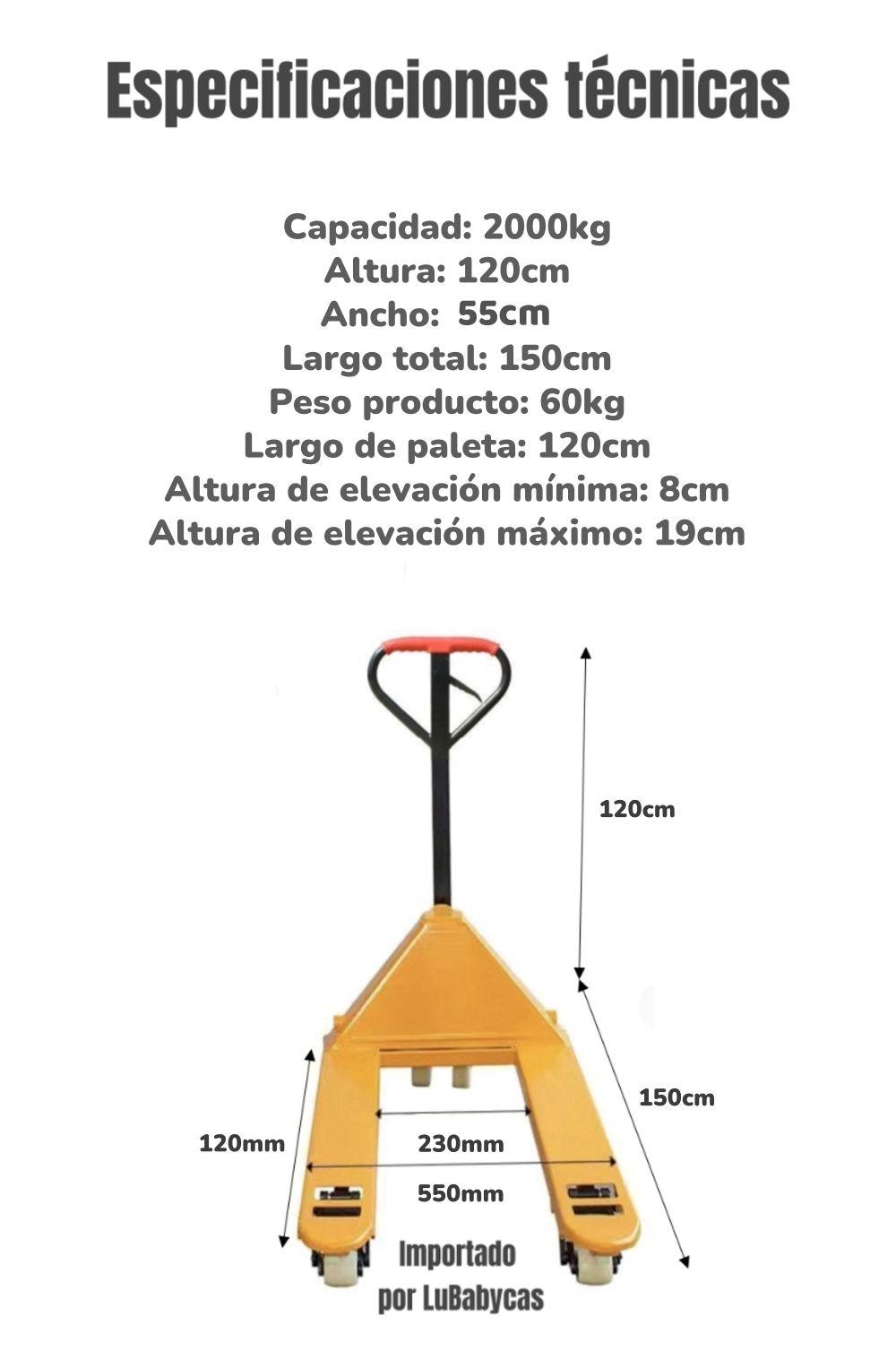 Transpaleta Manual Industrial 2000 Kilos 550mm-7