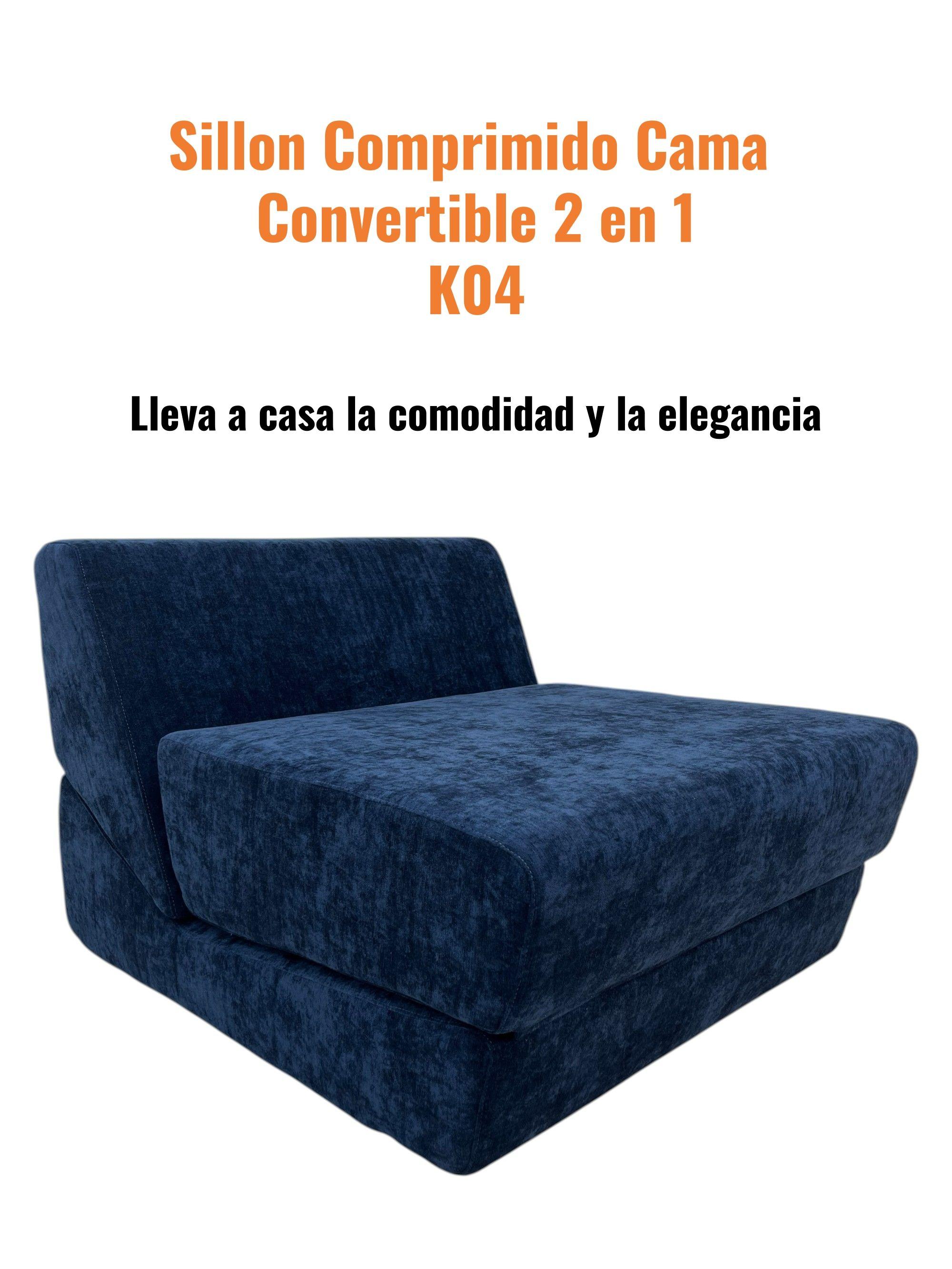 Sillon Sofa Cama Comprimido Convertible 3 en 1 K04 Azul-2
