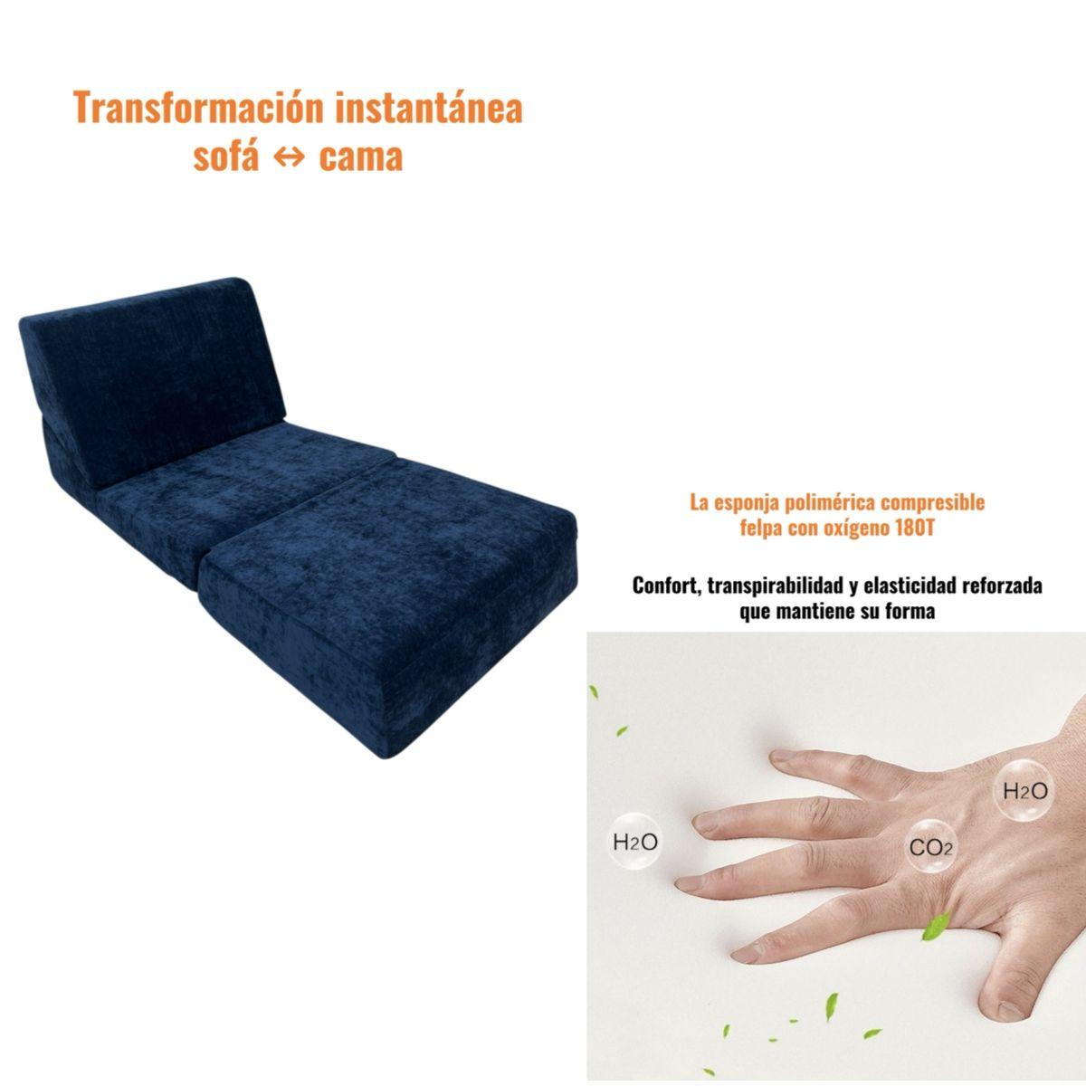 Sillon Sofa Cama Comprimido Convertible 3 en 1 K04 Azul-5