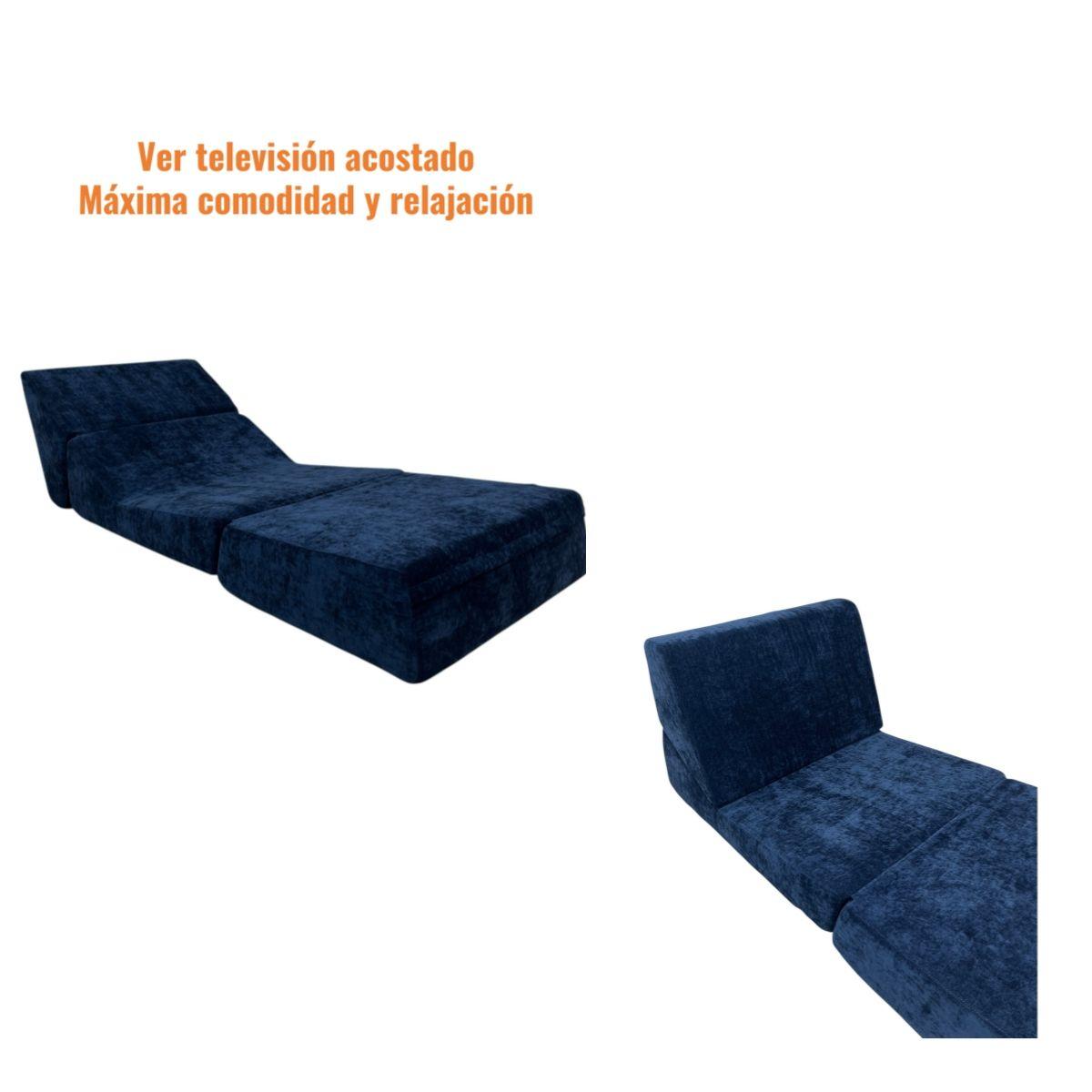 Sillon Sofa Cama Comprimido Convertible 3 en 1 K04 Azul-6
