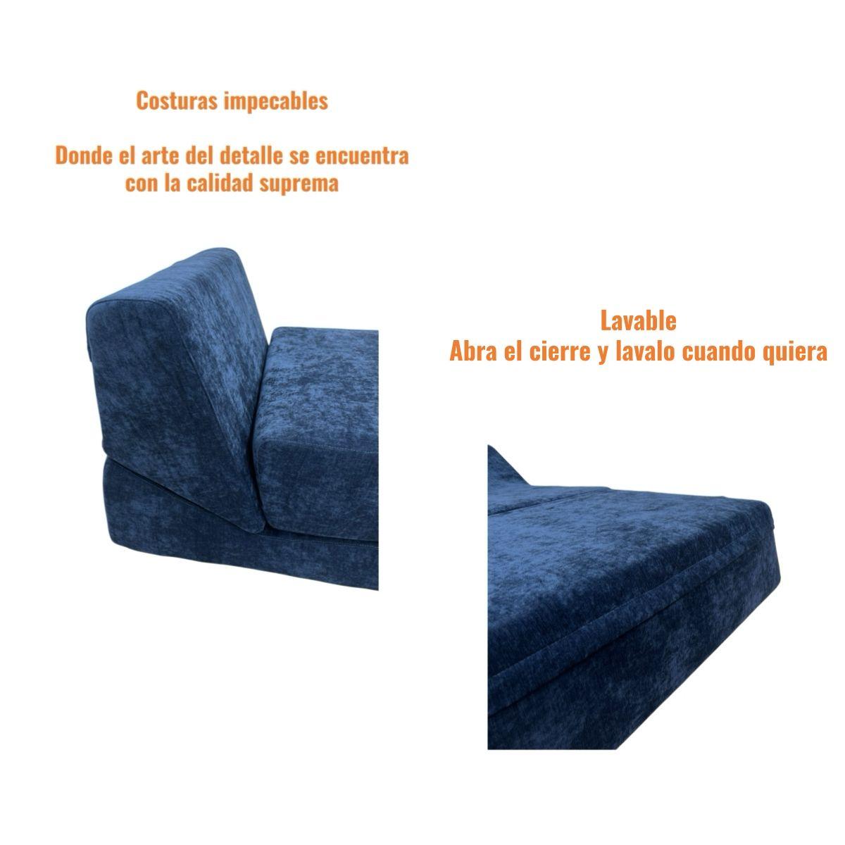 Sillon Sofa Cama Comprimido Convertible 3 en 1 K04 Azul-7
