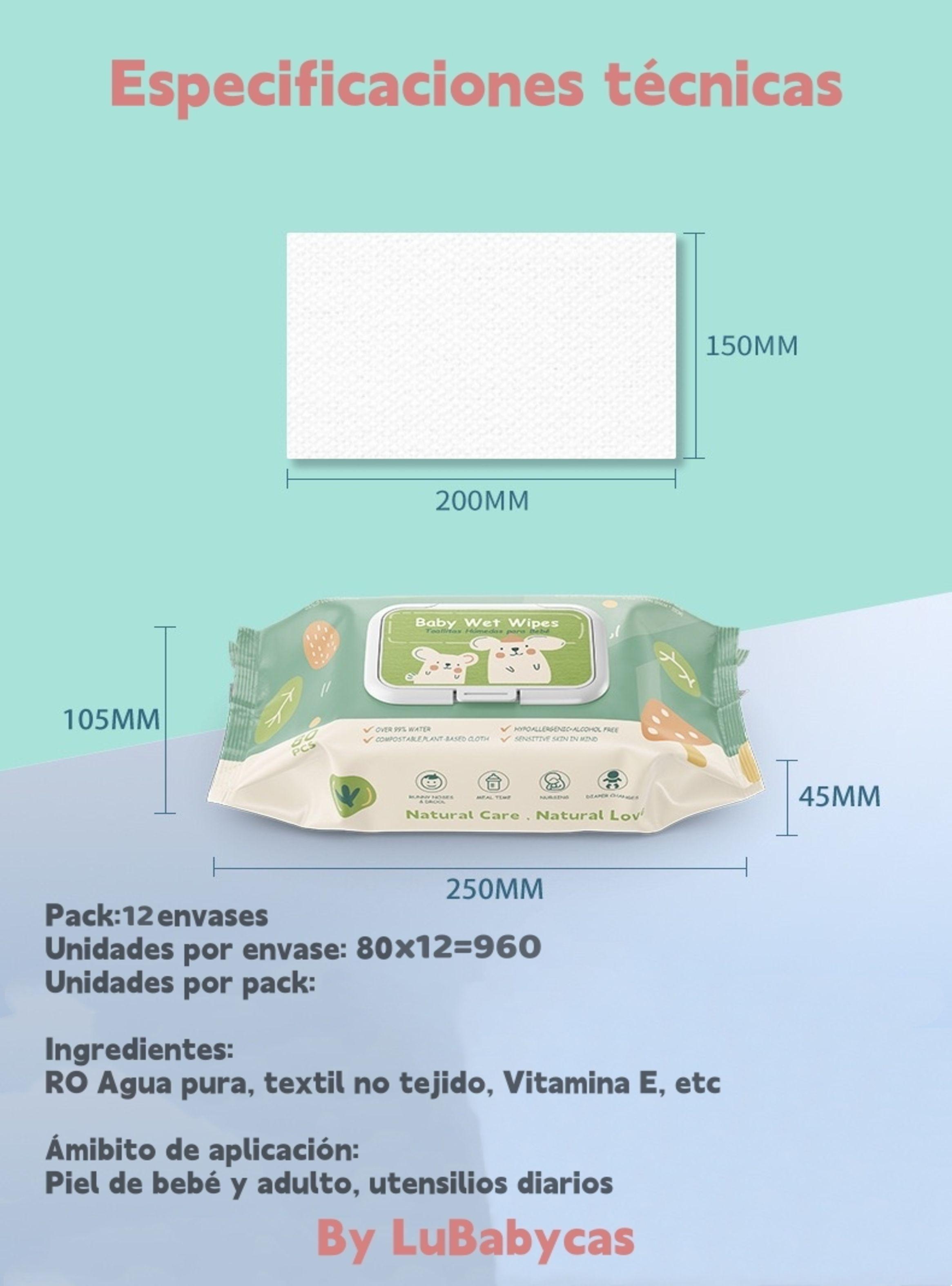 Toallitas Húmedas Con Tapa Pack 12x80 Unidades LuBabycas-8