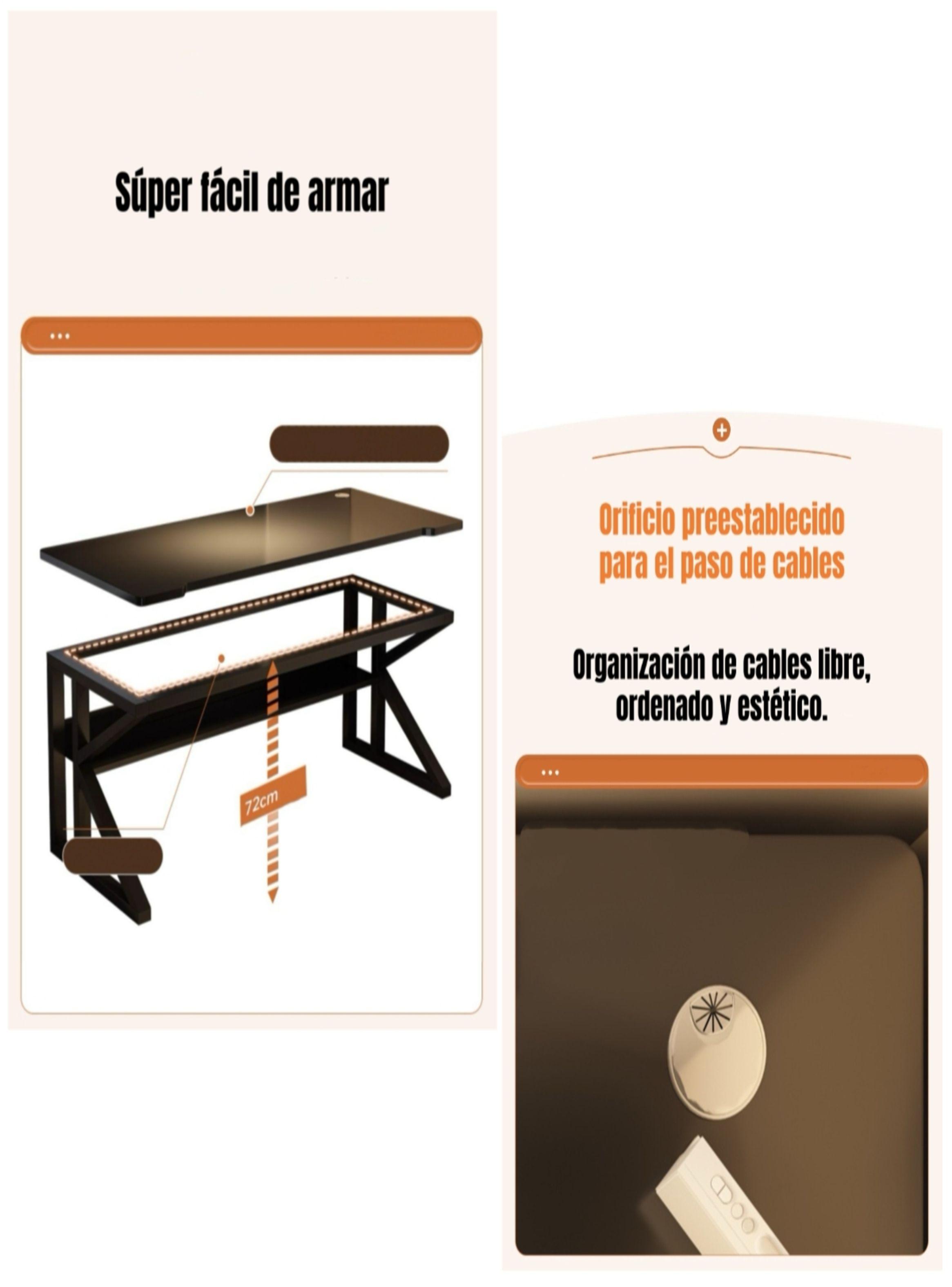 Escritorio De Madera Con Repisa Inferior 140x60x72cm Crown-7