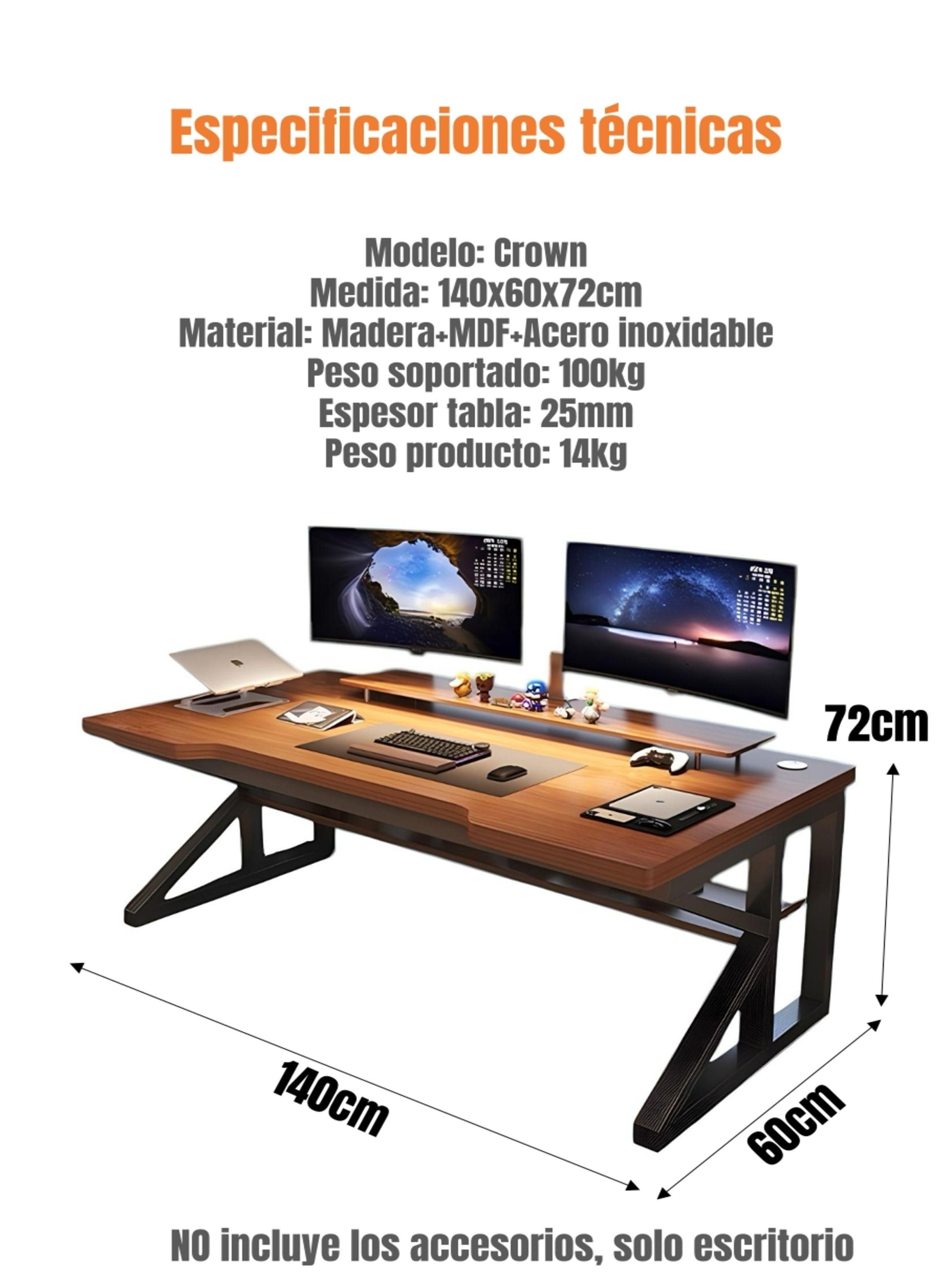 Escritorio De Madera Con Repisa Inferior 140x60x72cm Crown-8