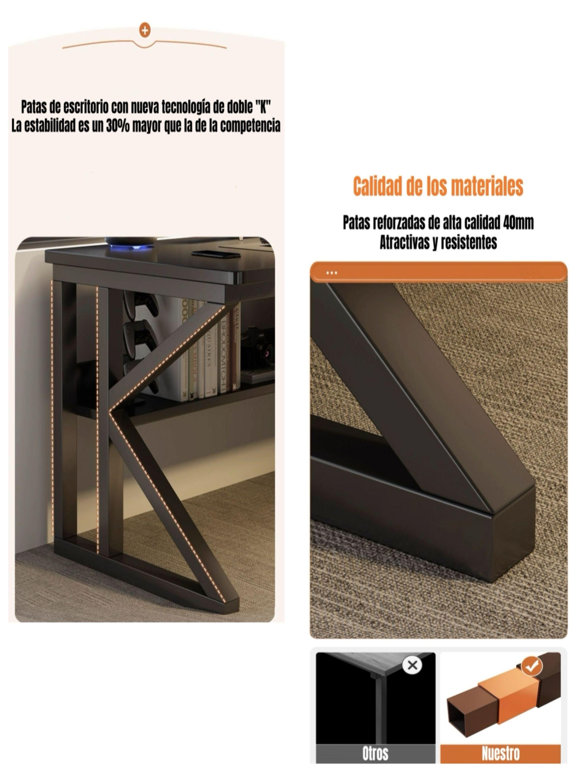 Escritorio De Madera Con Repisa Inferior 140x60x72cm Crown-6
