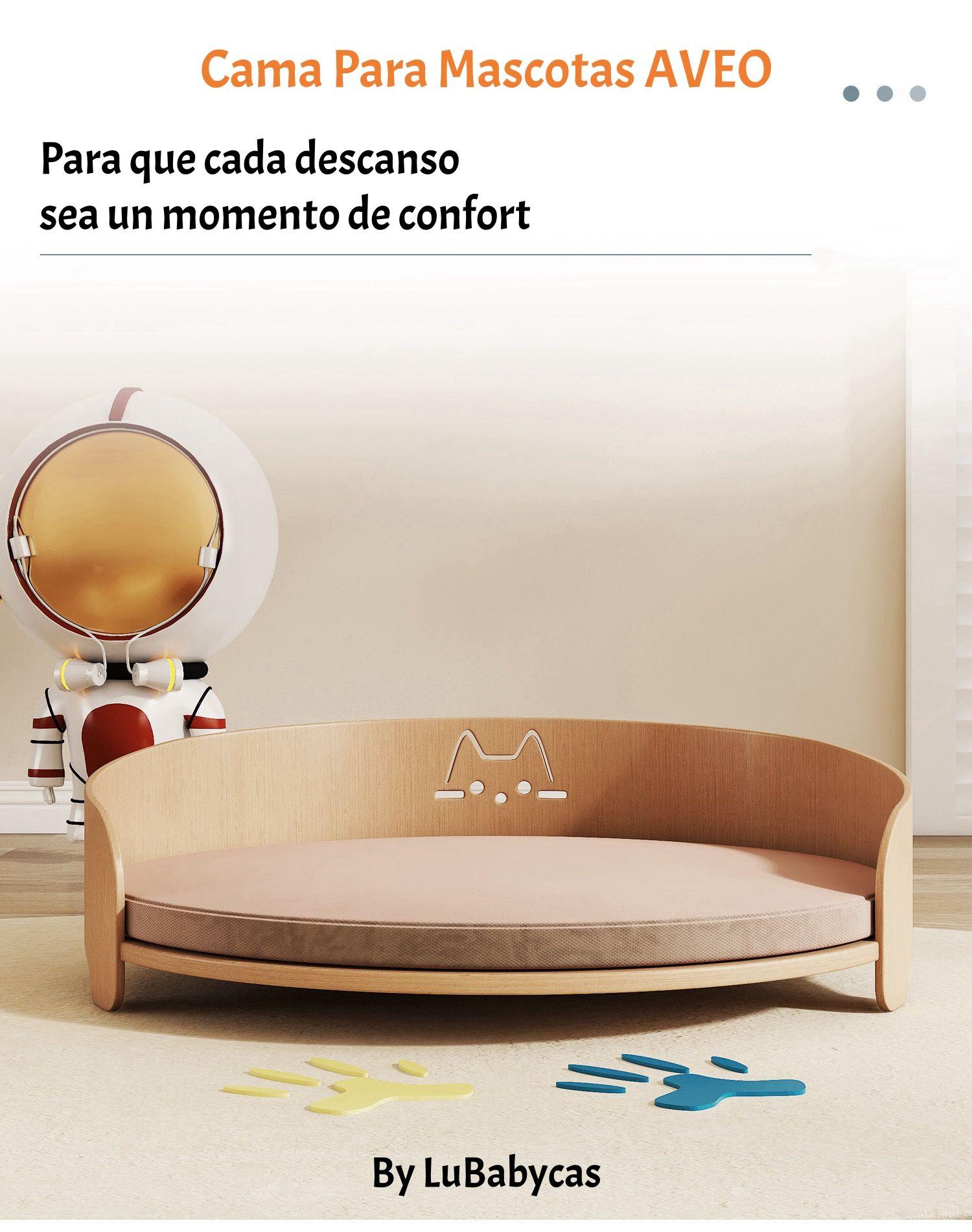Cama Para Mascotas Madera Colchón 53x53cm Aveo By LuBabycas-1