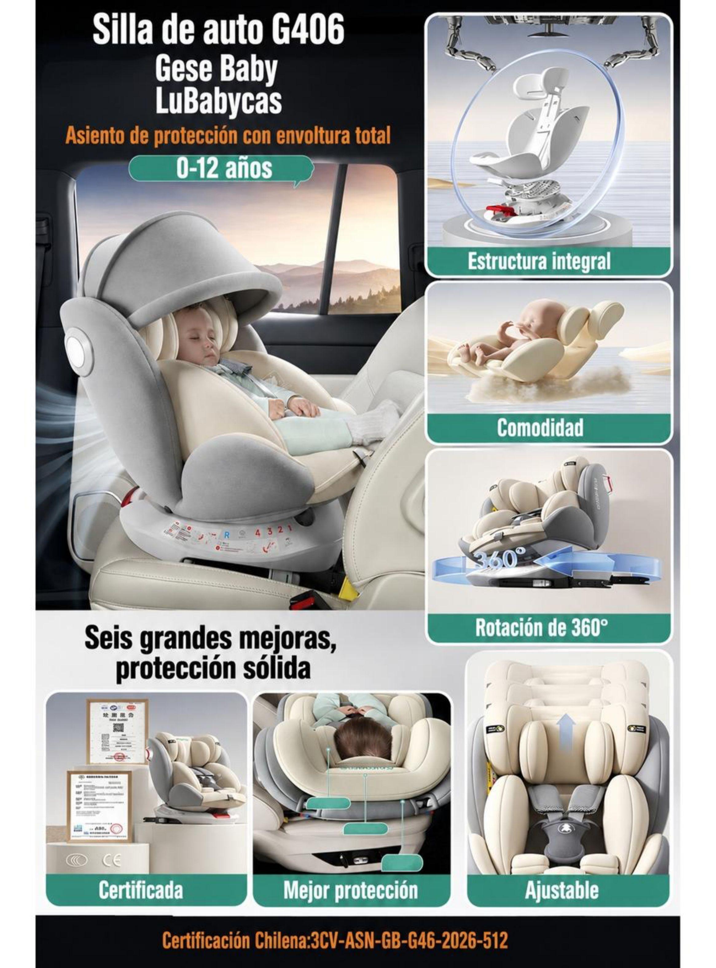 Silla de Auto Convertible 360° Isofix G406 Negra LuBabycas-2