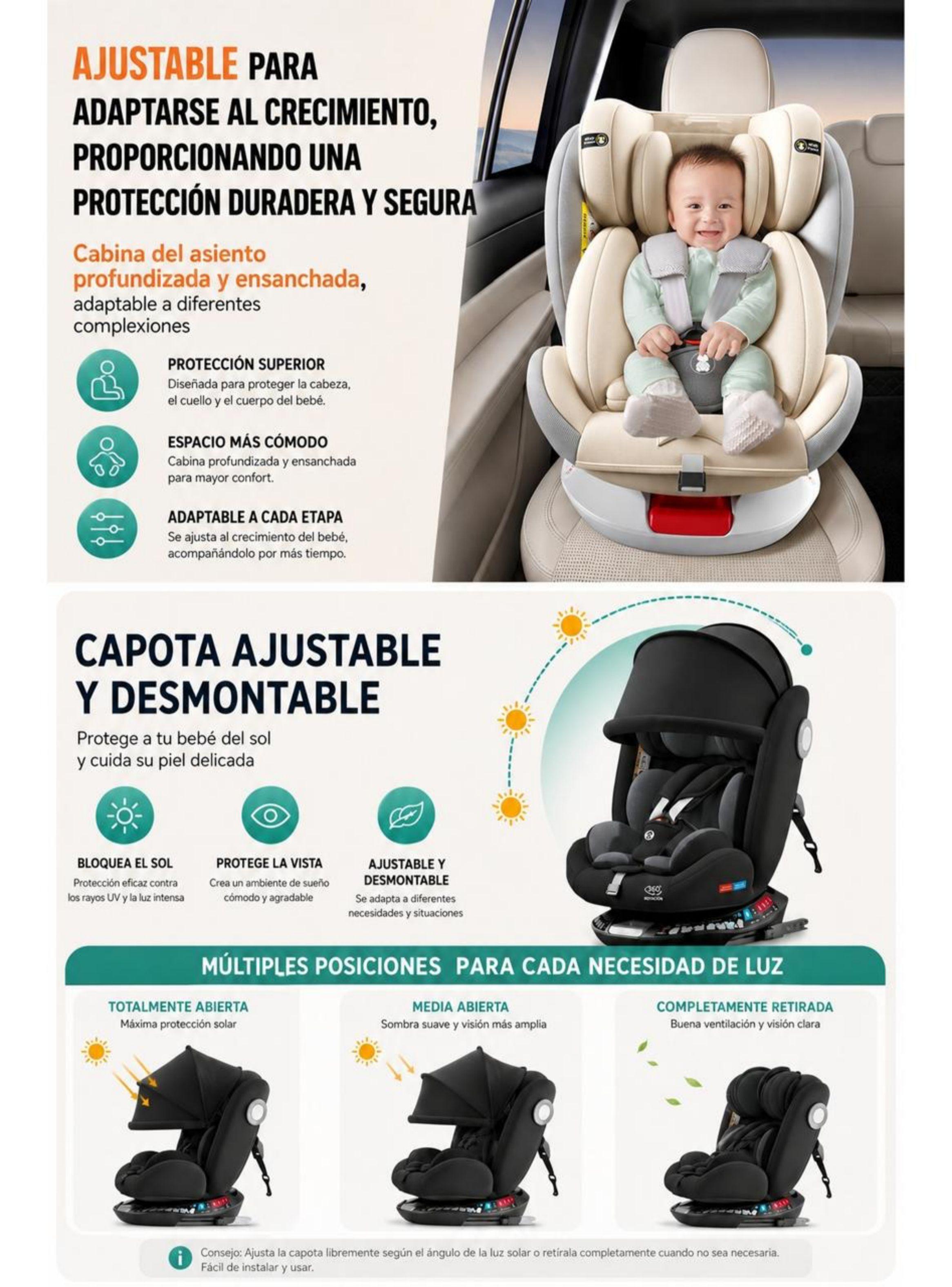 Silla de Auto Convertible 360° Isofix G406 Negra LuBabycas-7