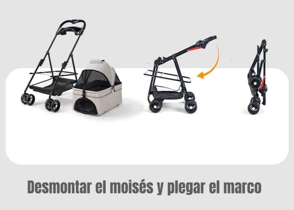 Coche Para Mascotas Perros Gatos 2 En 1 LuBabycas Negro-3