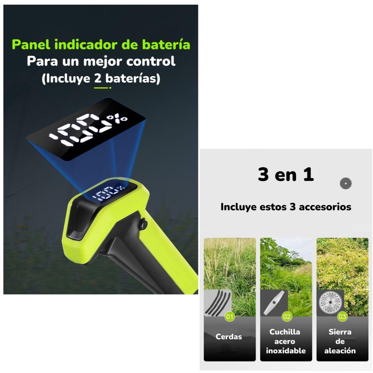 Orilladora De Pasto Eléctrica 2 Baterías Más Accesorios A01-4