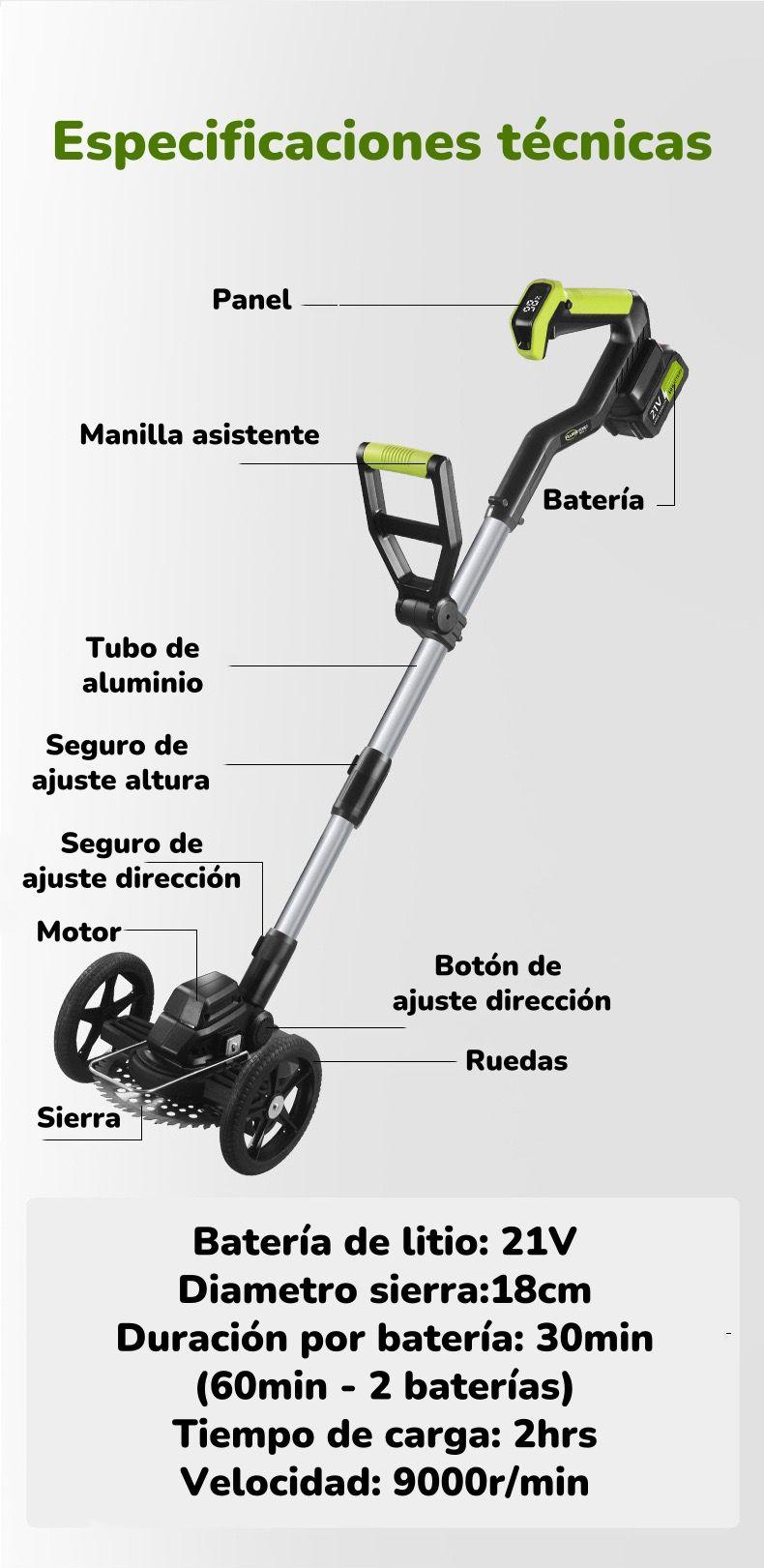 Orilladora De Pasto Eléctrica 2 Baterías Más Accesorios A01-7